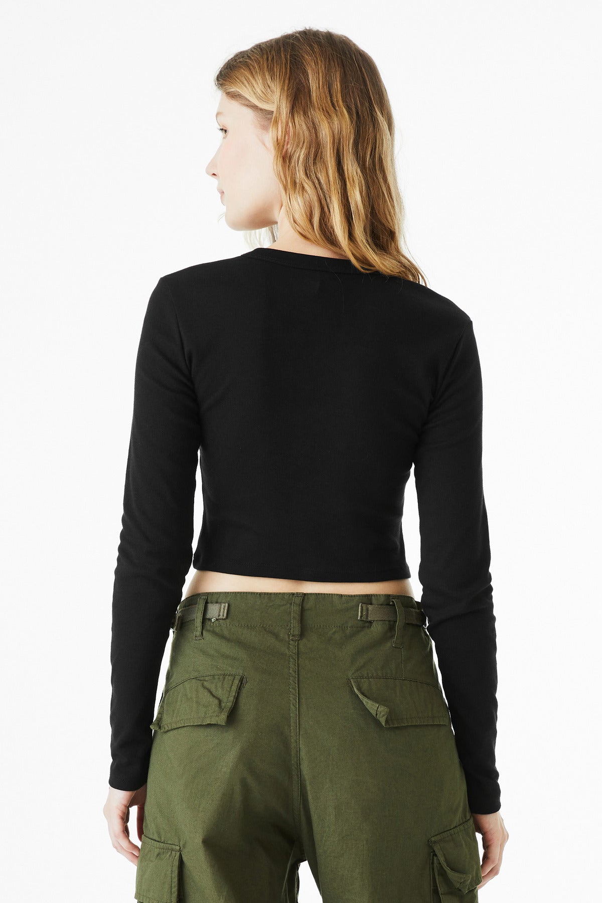 SldBkBlend BELLA+CANVAS Women's Micro Rib Long Sleeve Baby Tee BC1501