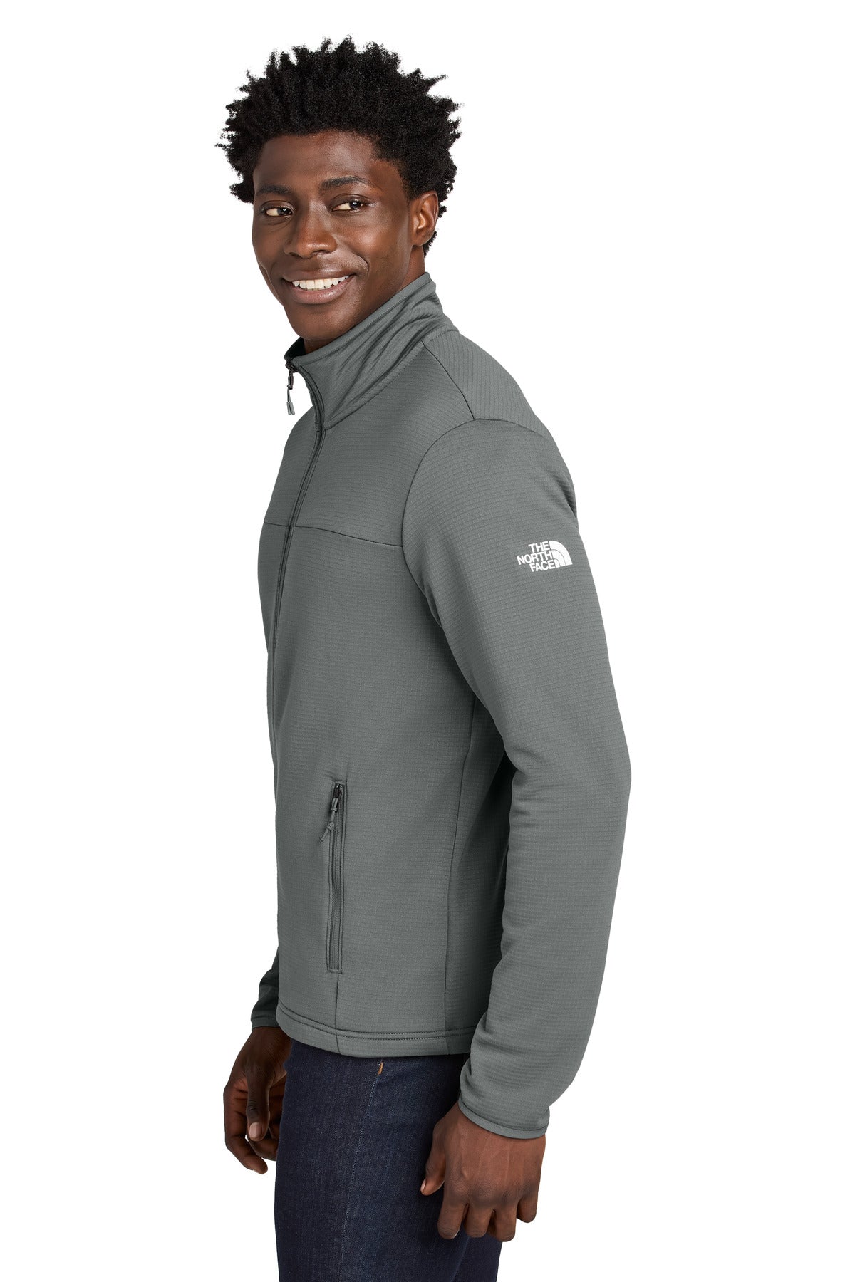 SmokedPrGy The North Face Aim Full-Zip Fleece Jacket NF0A8ENK