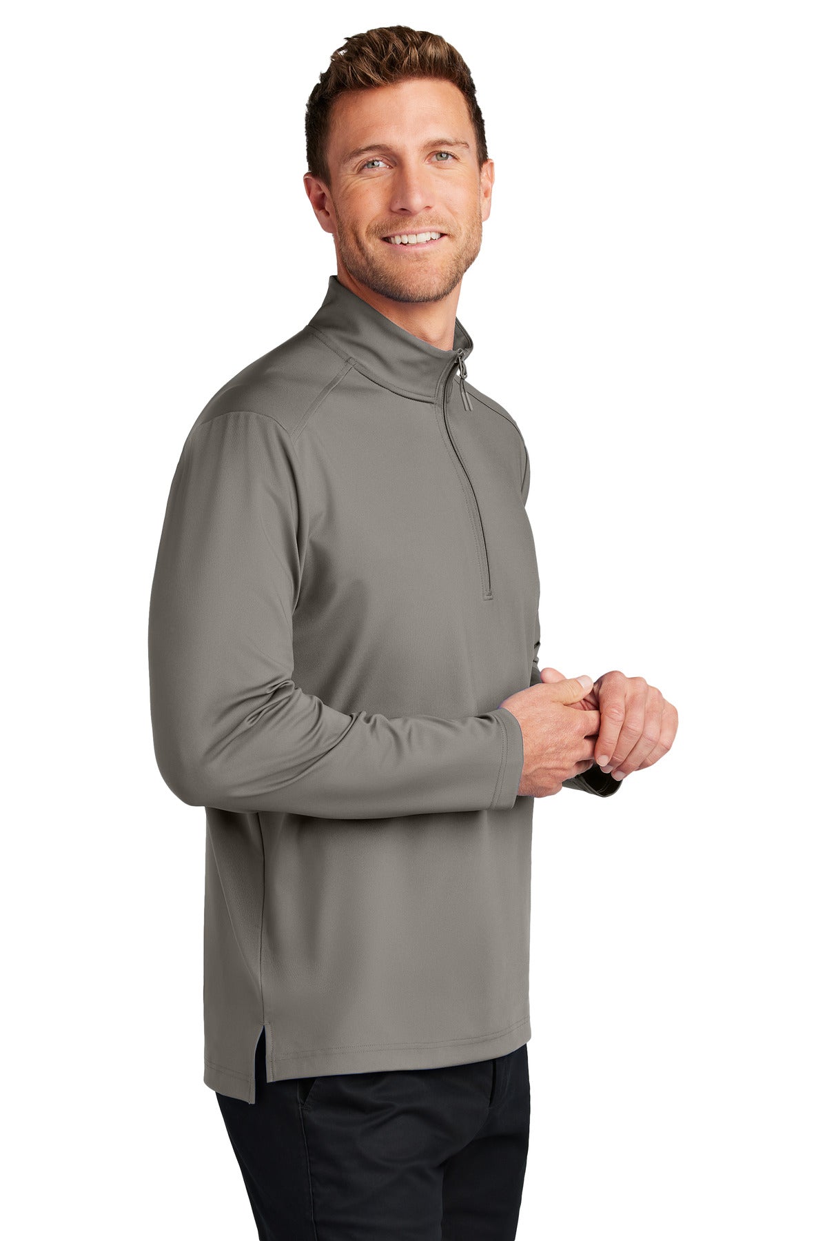 SmokeGrey Port Authority C-FREE Double Knit 1/4-Zip K880