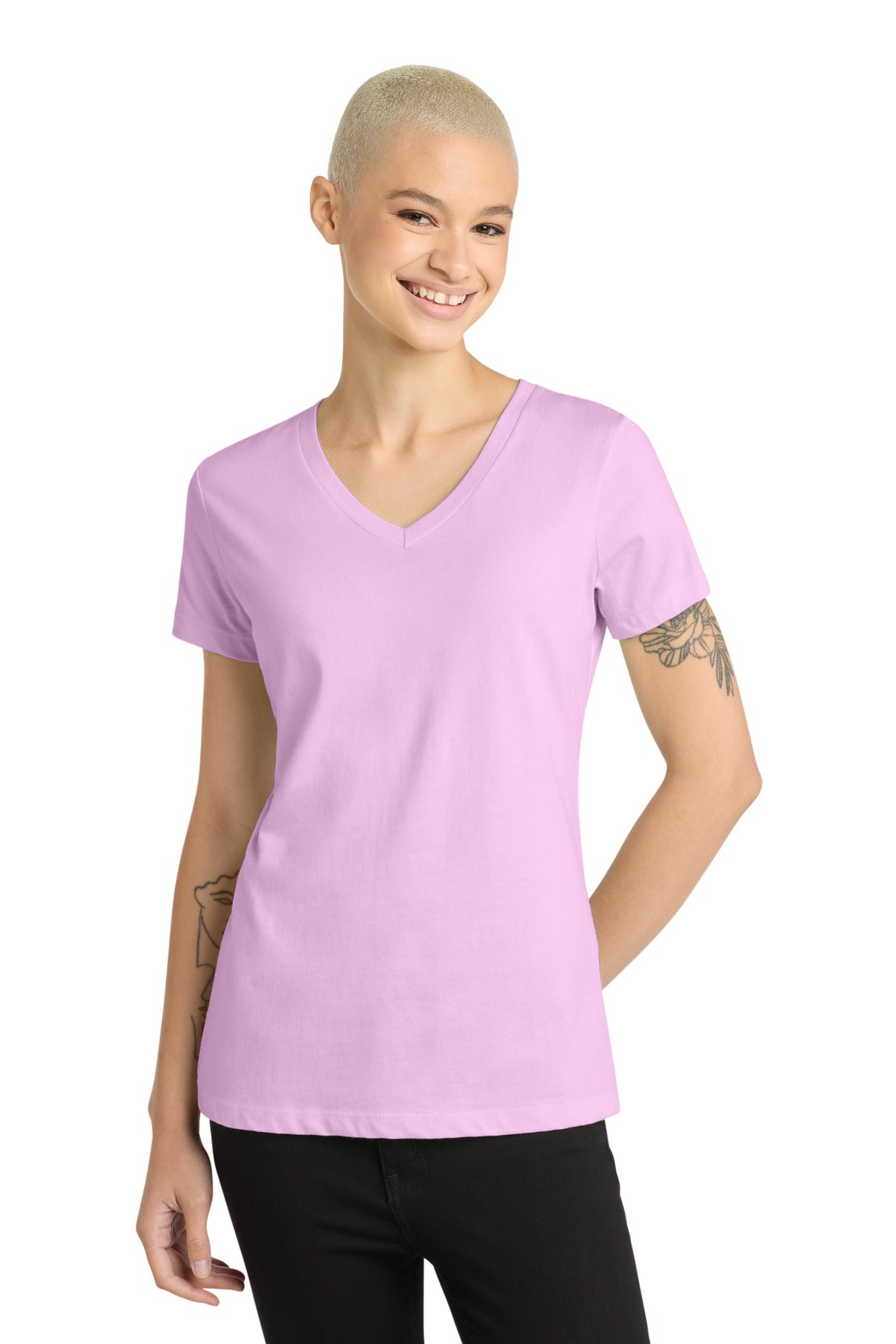 Soft Purple District - Women's Perfect Weight V-Neck Tee. DM1170L