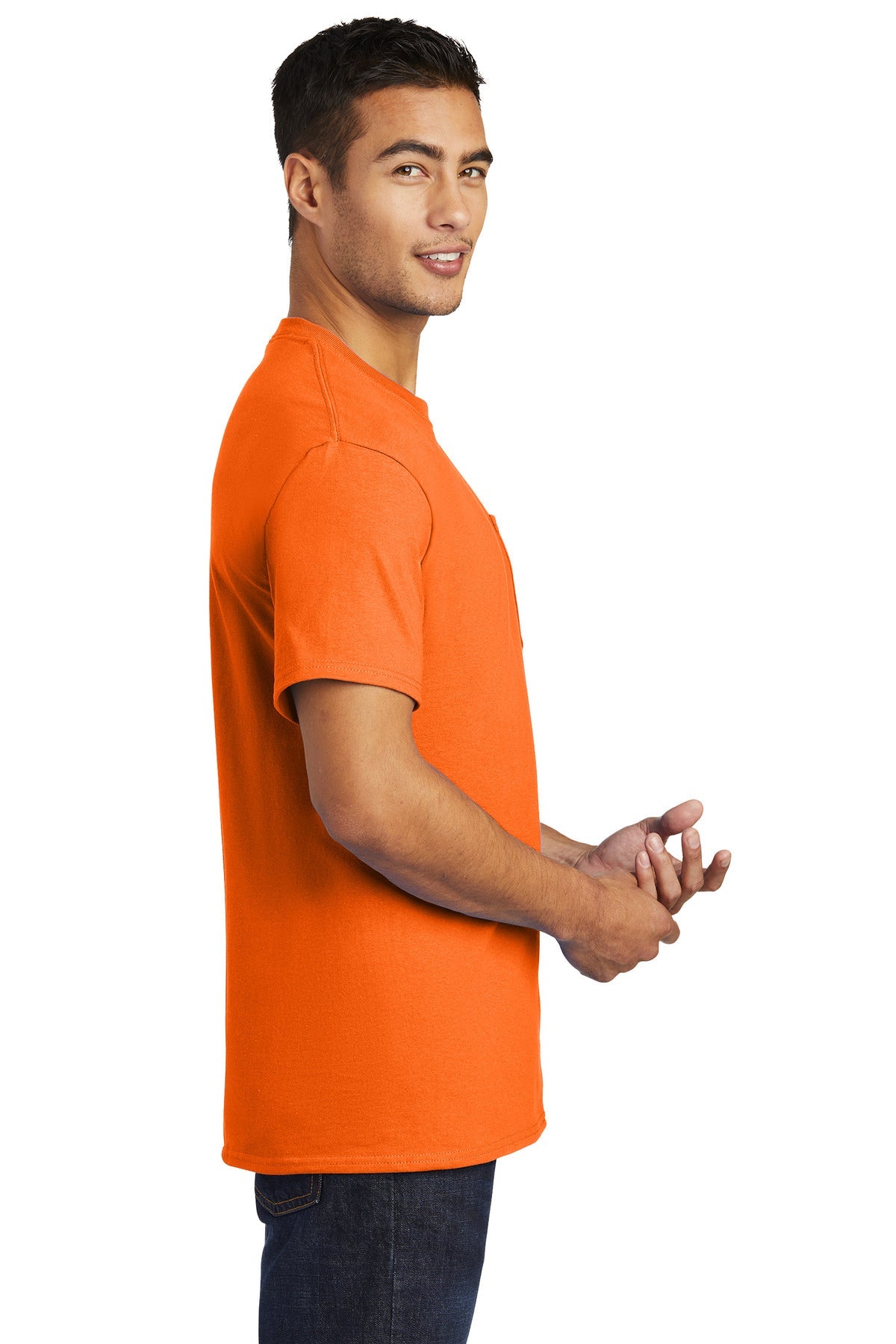 SOrange Port & Co Essential Pocket Tee. PC61P