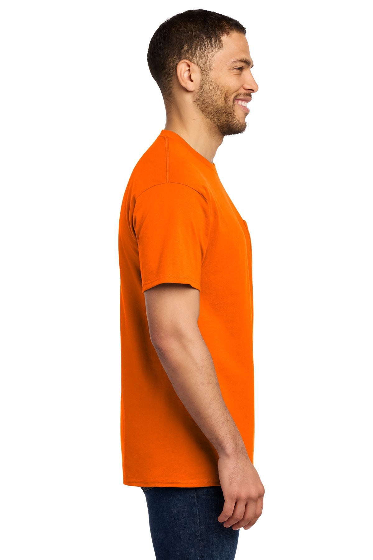 SOrange Port & Co Essential Pocket Tee. PC61P