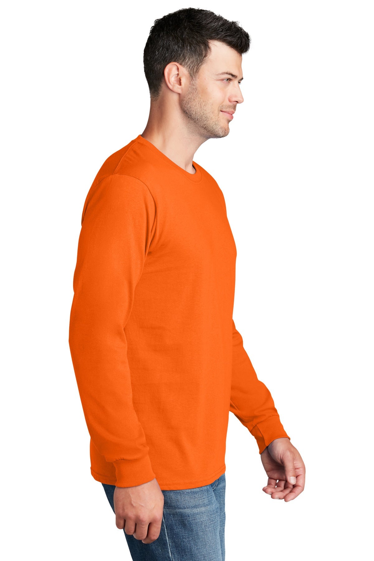 SOrange Port & Co Long Sleeve Core Cotton Tee. PC54LS