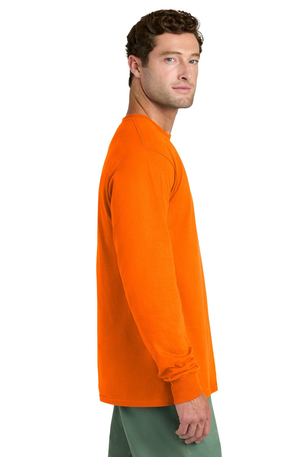 SOrange Port & Co Long Sleeve Core Cotton Tee. PC54LS