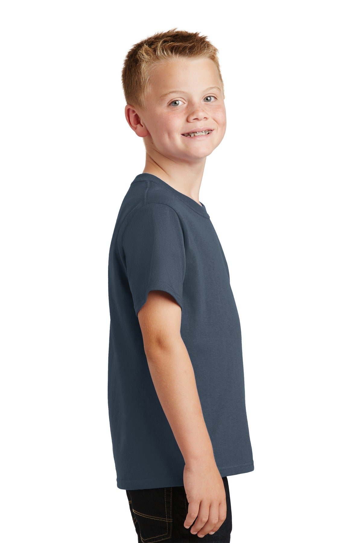 Steel Blue Port & Co Youth Core Cotton Tee. PC54Y