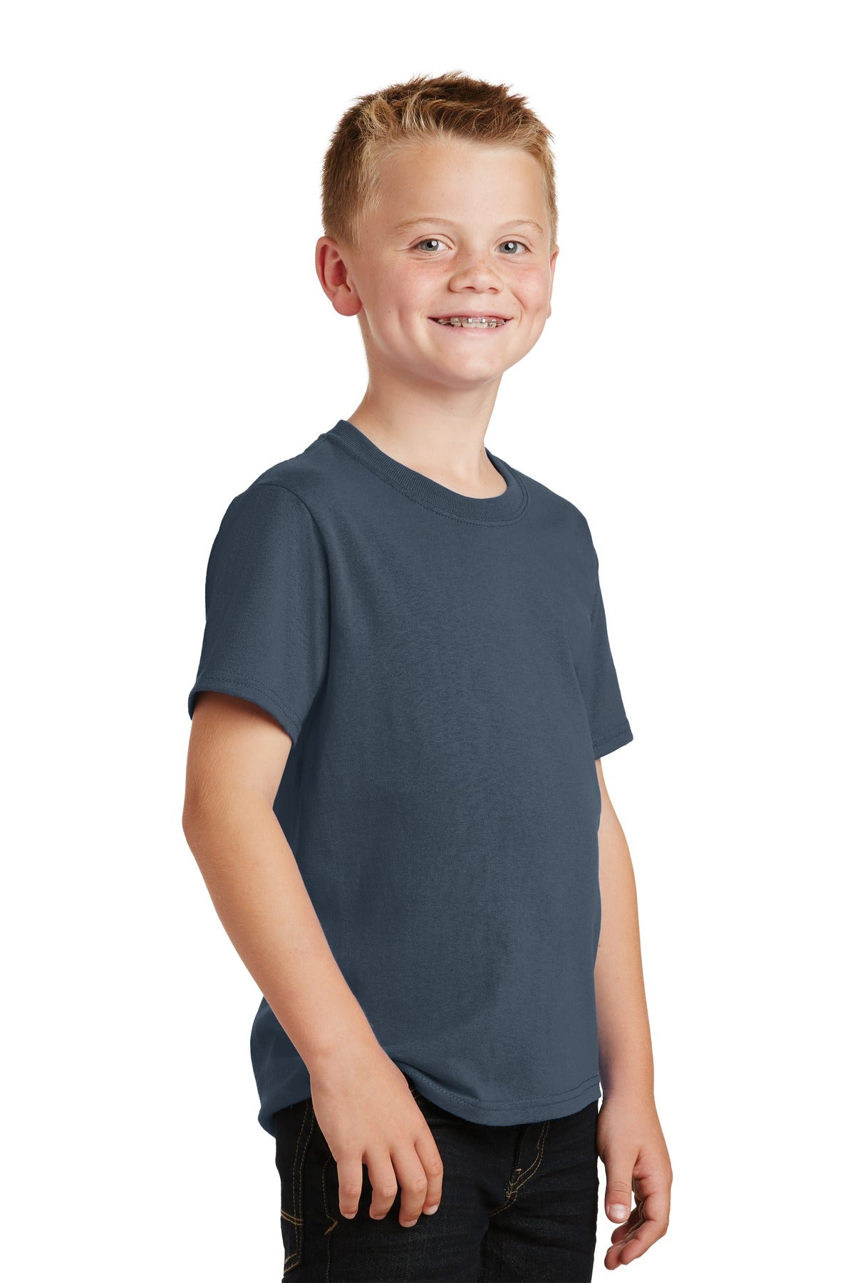 Steel Blue Port & Co Youth Core Cotton Tee. PC54Y
