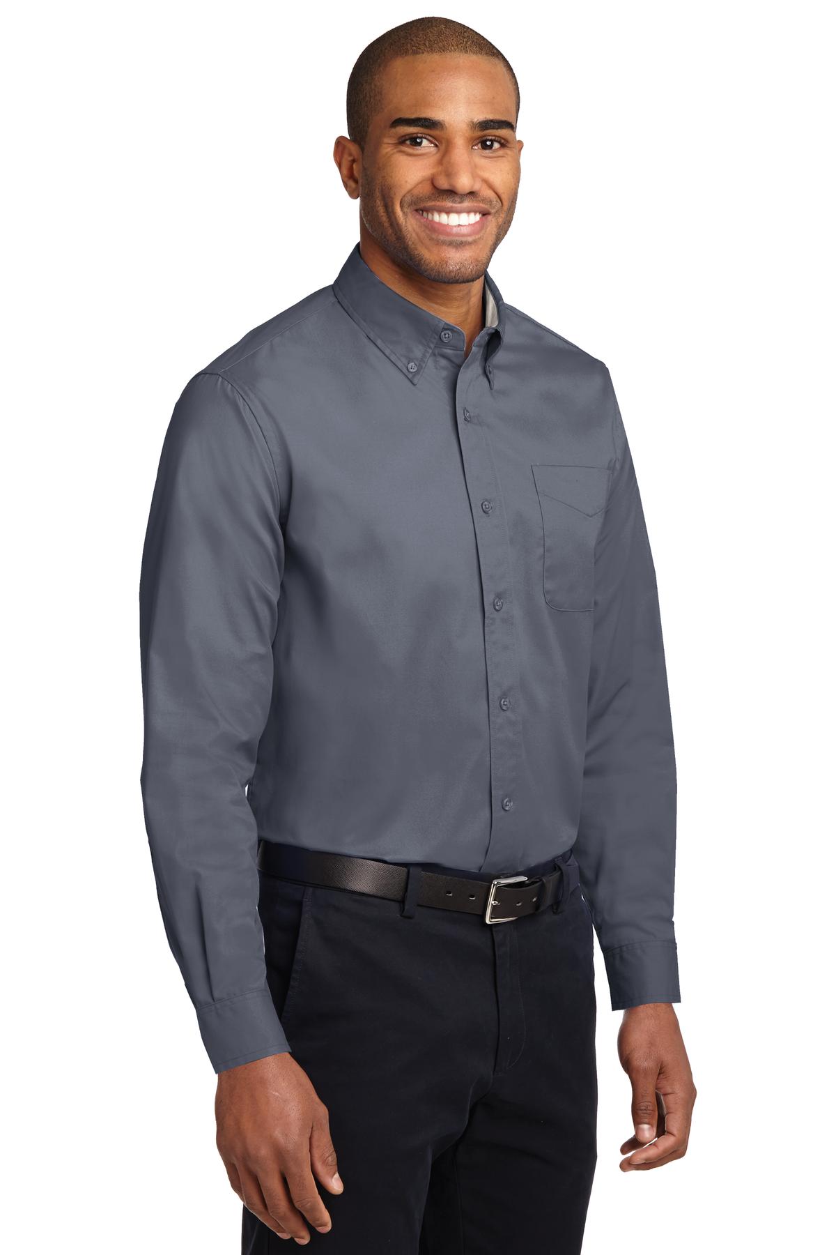 Steel Grey Port Authority Long Sleeve Easy Care Shirt S608