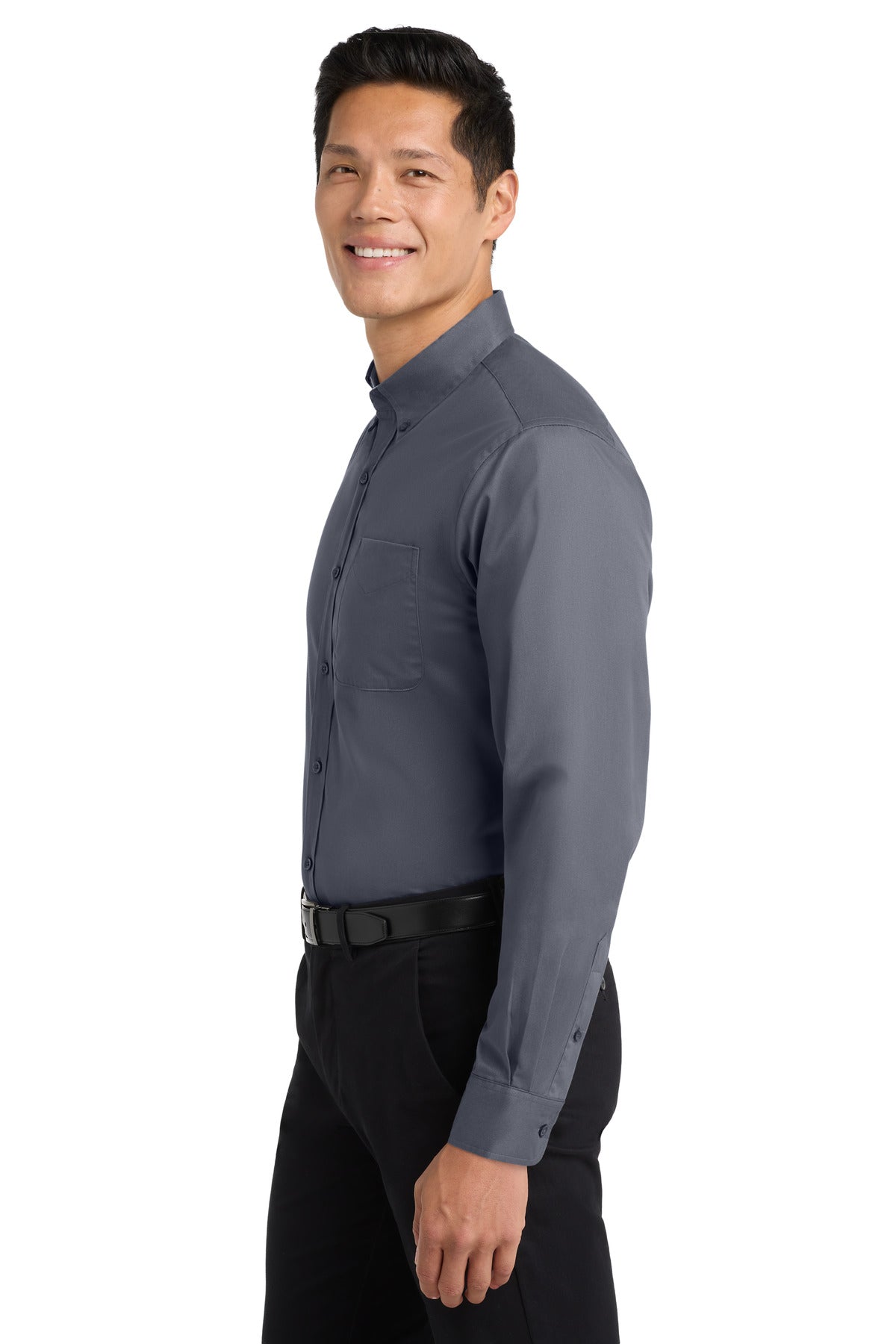 Steel Grey Port Authority Long Sleeve Easy Care Shirt S608