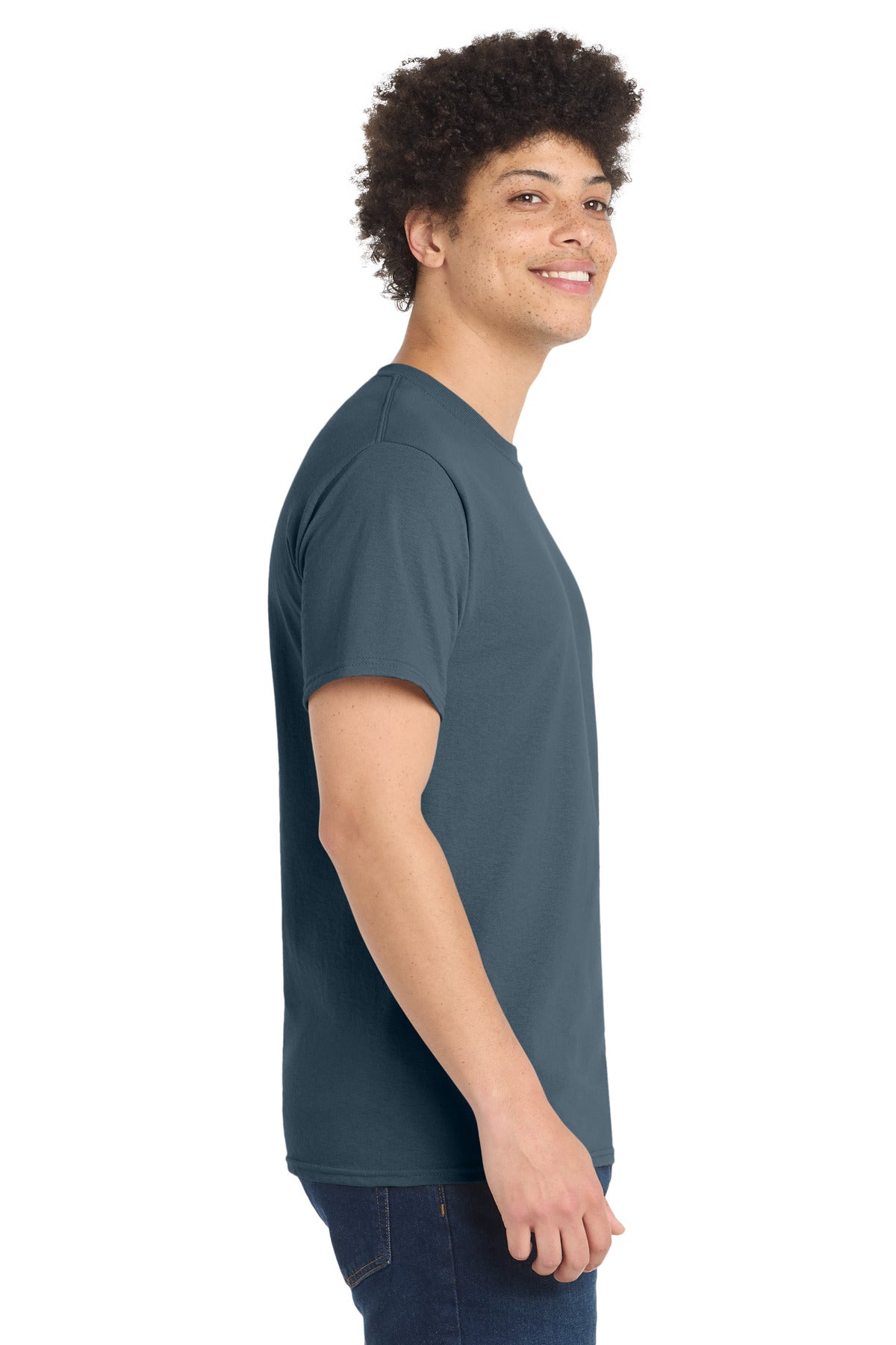 SteelBlue Port & Co Core Blend Tee. PC55