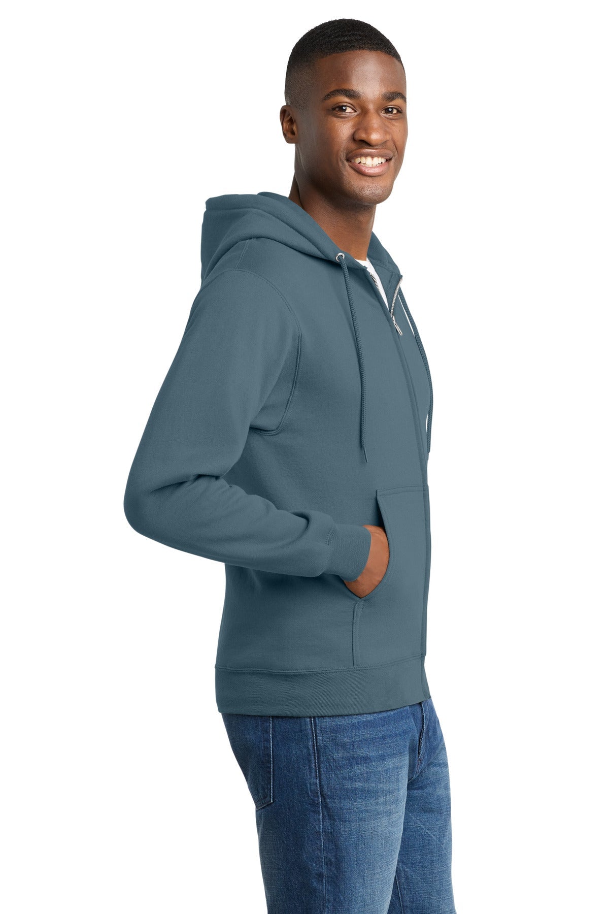 SteelBlue Port & Co Core Fleece Full-Zip Hooded Sweatshirt. PC78ZH