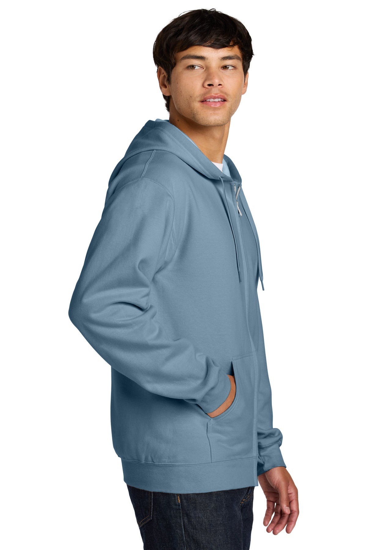 StoneBlue Gildan Softstyle Midweight Fleece Full-Zip Hooded Sweatshirt SF600