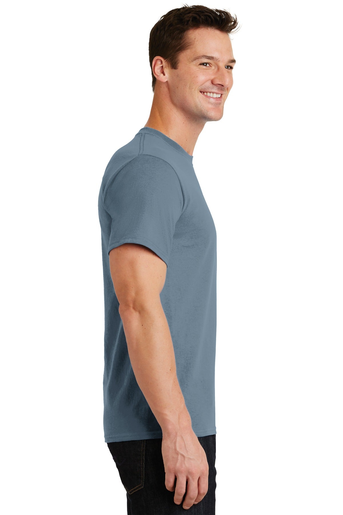 Stonewash Blue Port & Co Essential Tee. PC61