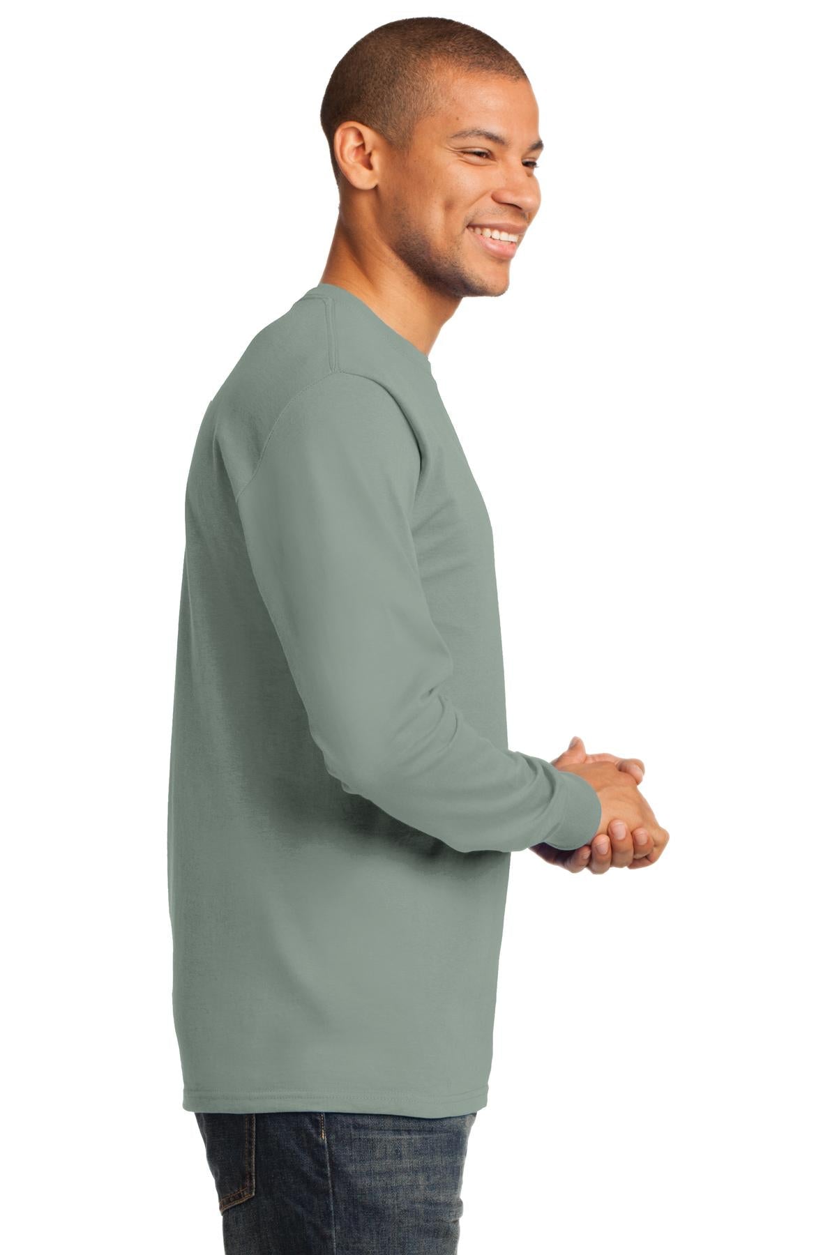 Stonewash Gree Port & Co Long Sleeve Essential Tee. PC61LS