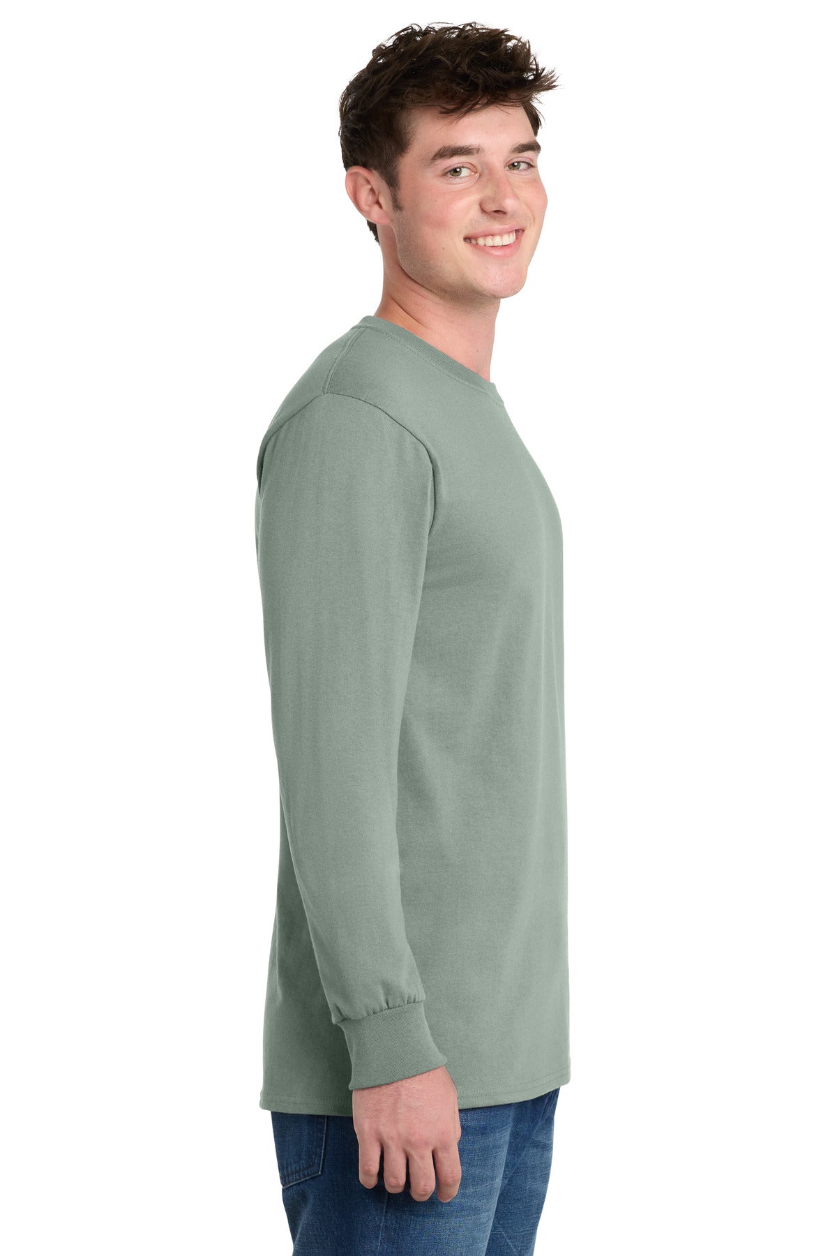 Stonewash Gree Port & Co Long Sleeve Essential Tee. PC61LS