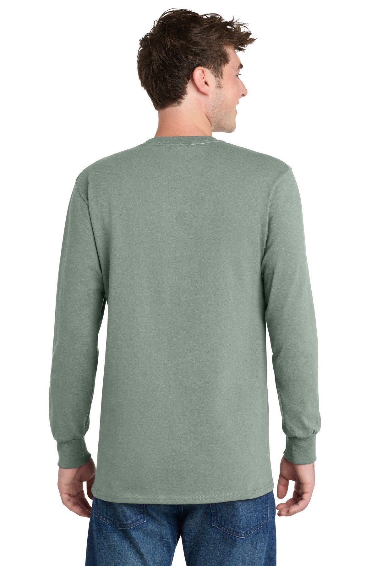 Stonewash Gree Port & Co Long Sleeve Essential Tee. PC61LS
