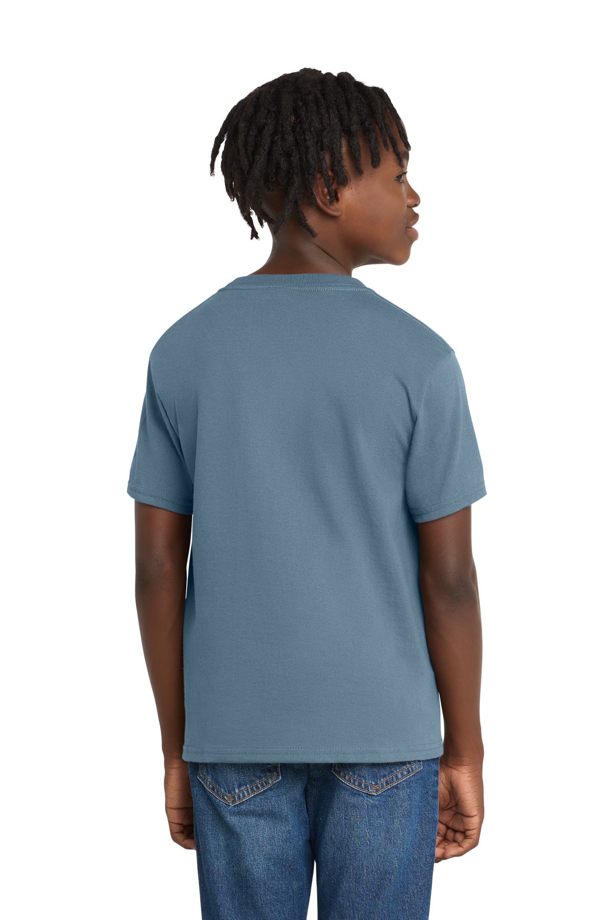 Stonewshd Blue Port & Co Youth Essential Tee. PC61Y
