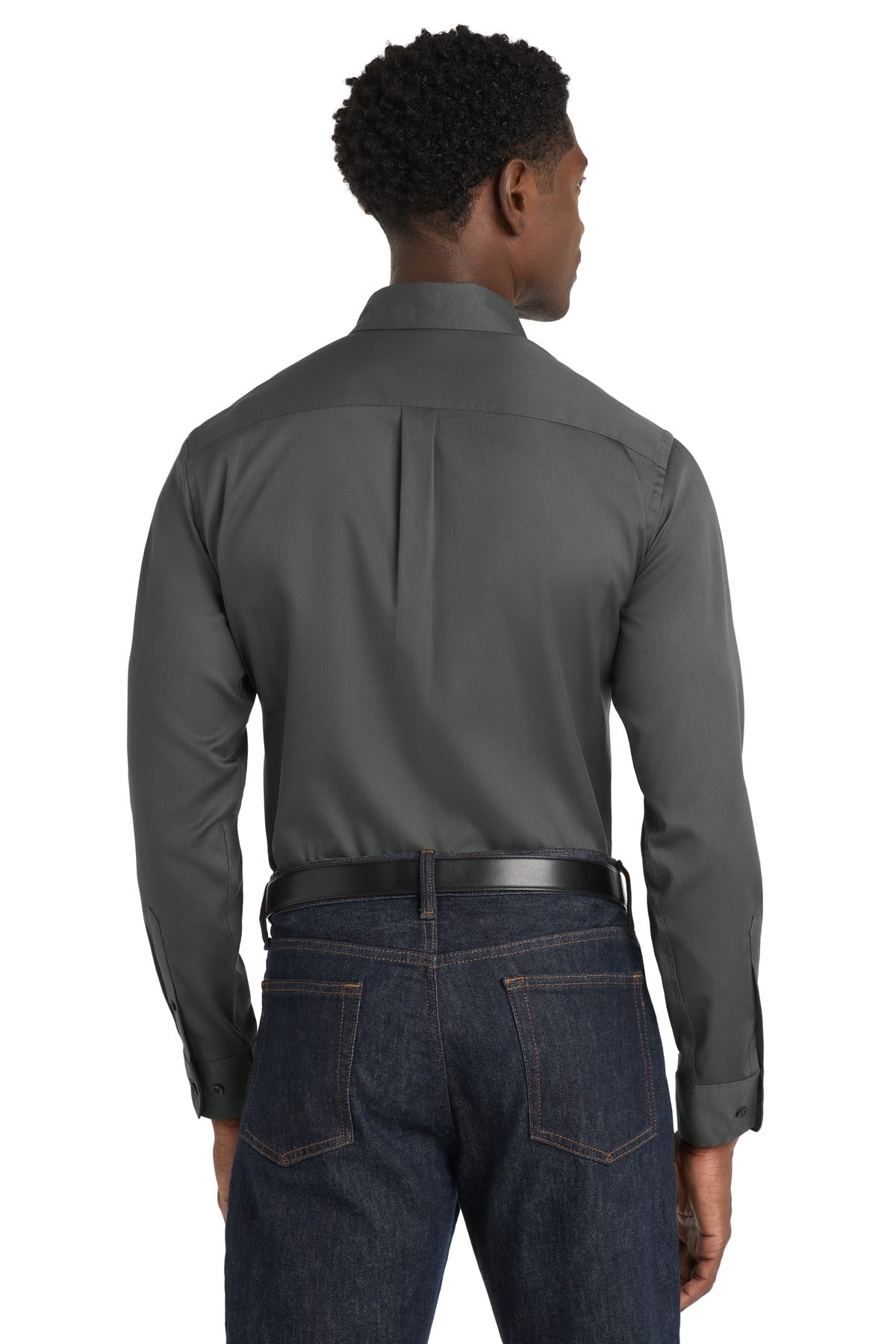 StormGrey Port Authority Long Sleeve SuperPro React Twill Shirt. W808