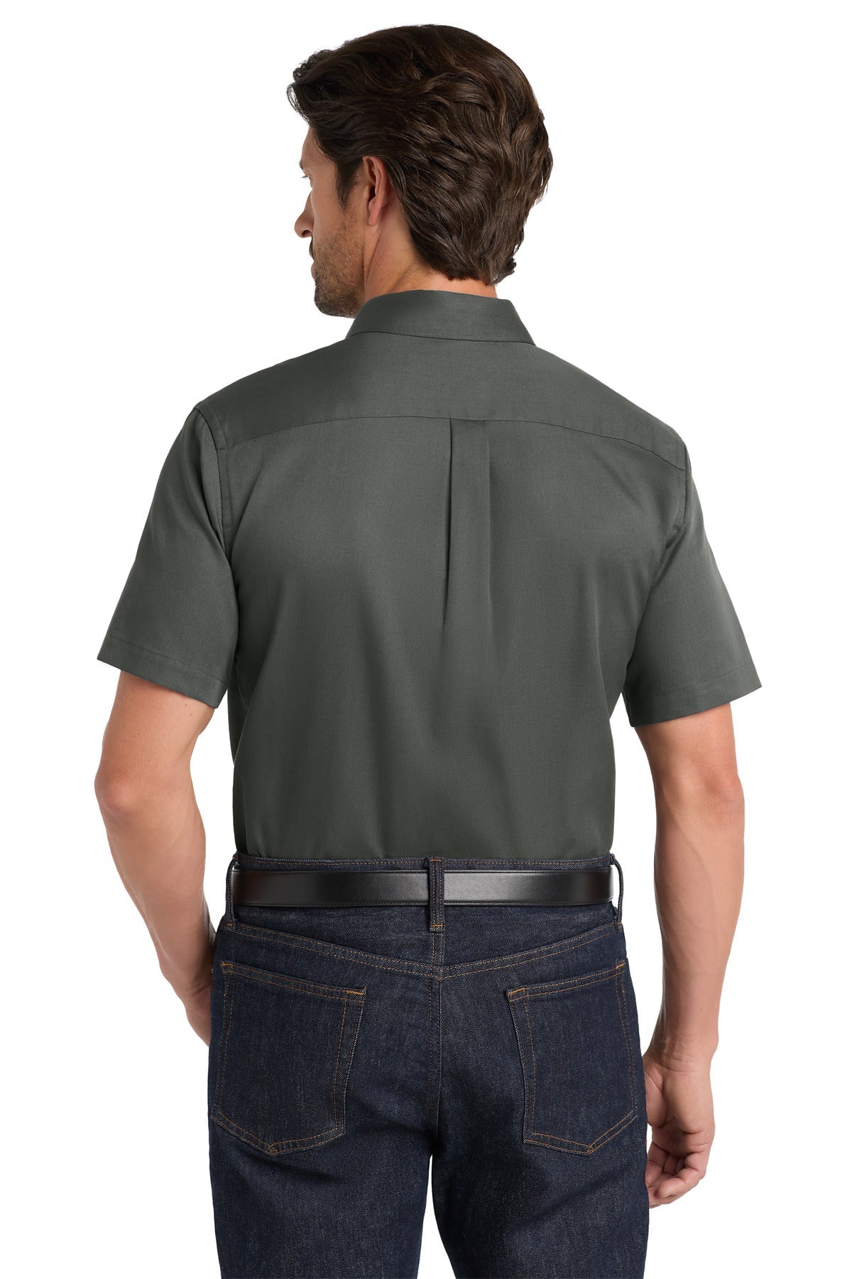 StormGrey Port Authority Short Sleeve SuperPro React Twill Shirt. W809