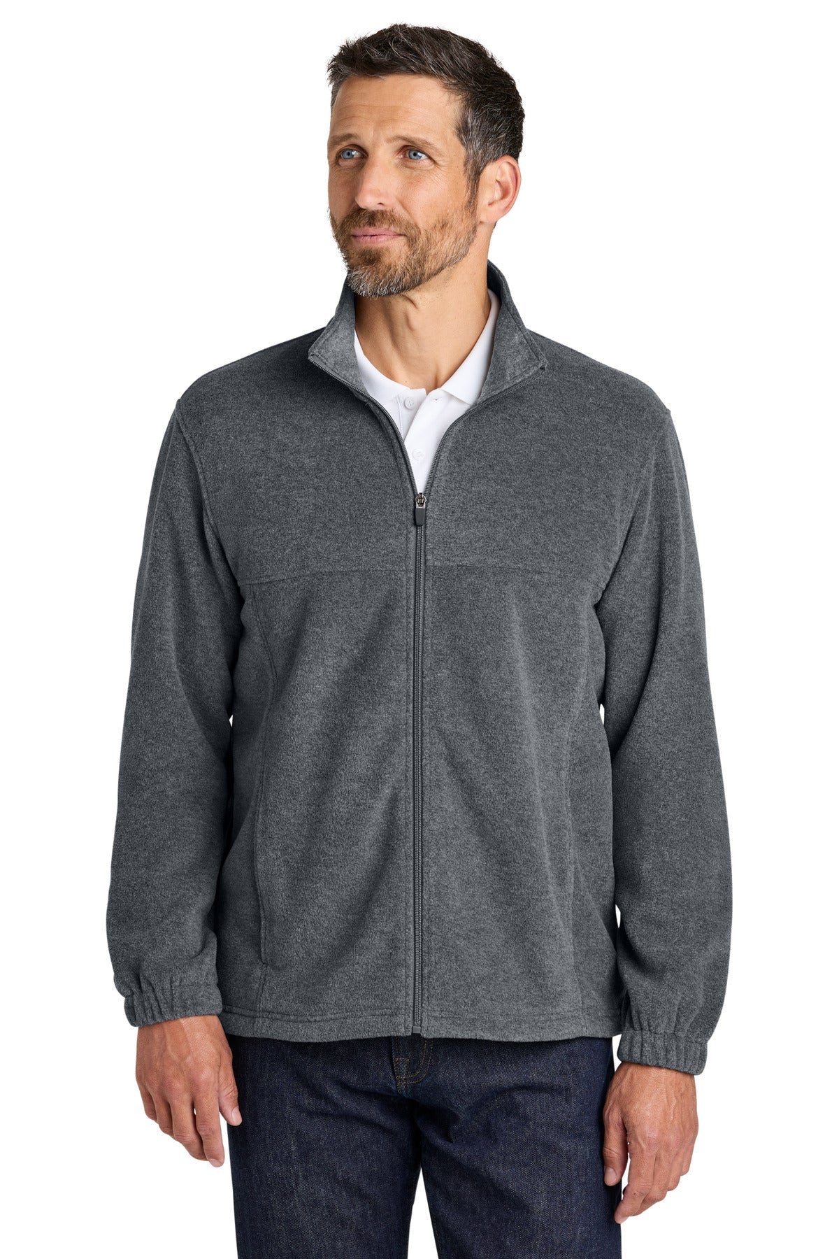 StrmGryHtr Port Authority Plush Fleece Full-Zip Jacket F190