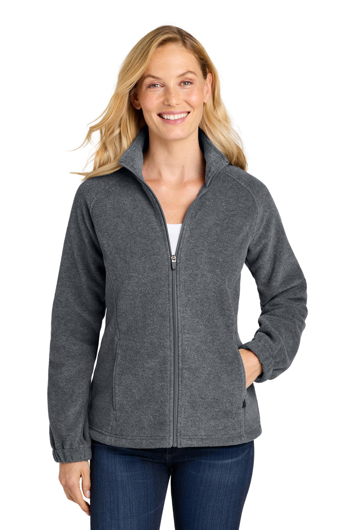 StrmGryHtr Port Authority Women's Plush Fleece Full-Zip Jacket L190