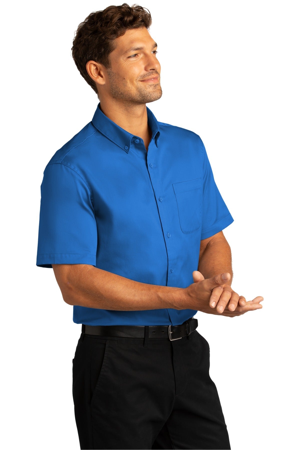 StrongBlue Port Authority Short Sleeve SuperPro React Twill Shirt. W809