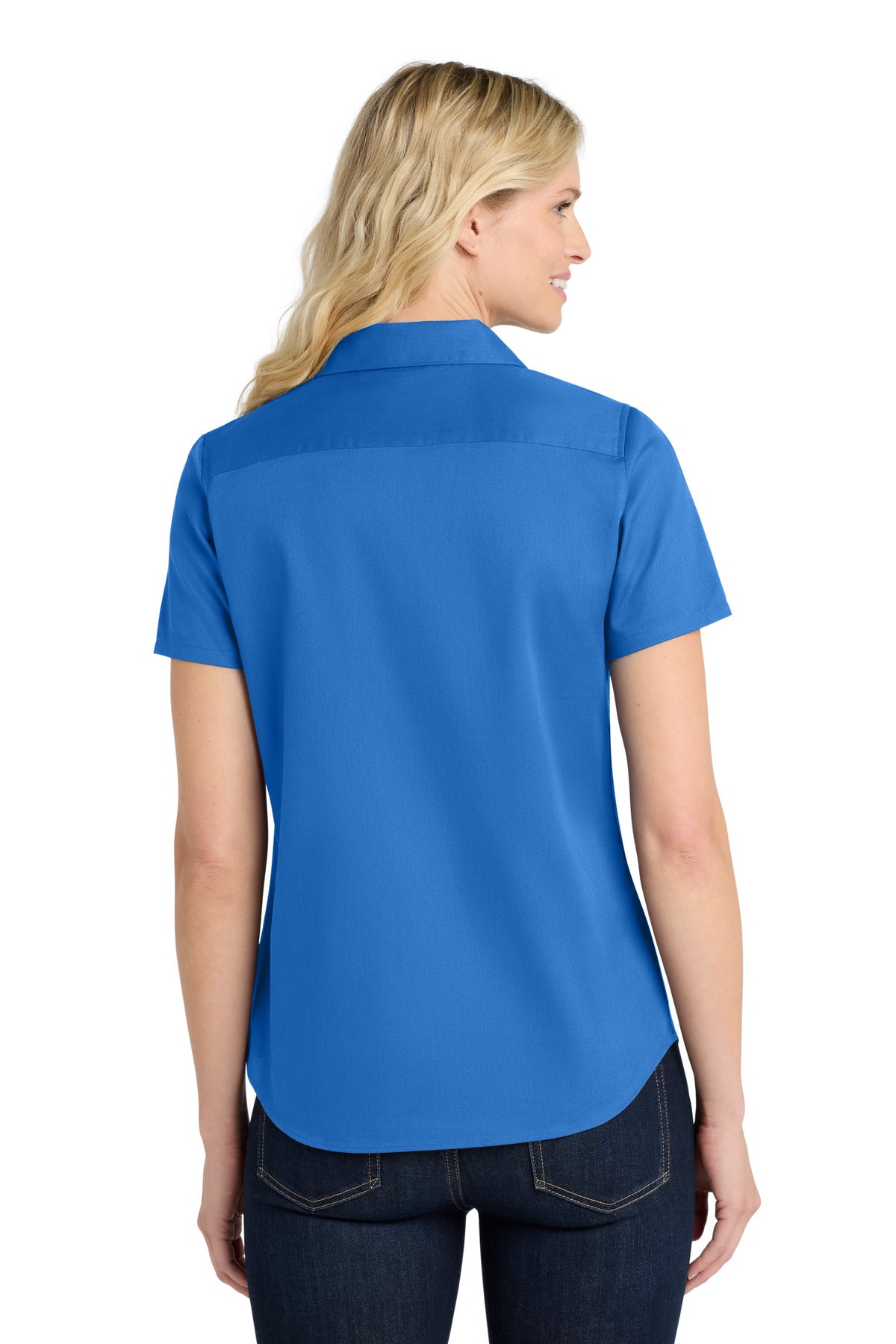 StrongBlue Port Authority Women's Short Sleeve SuperPro React Twill Shirt. LW809