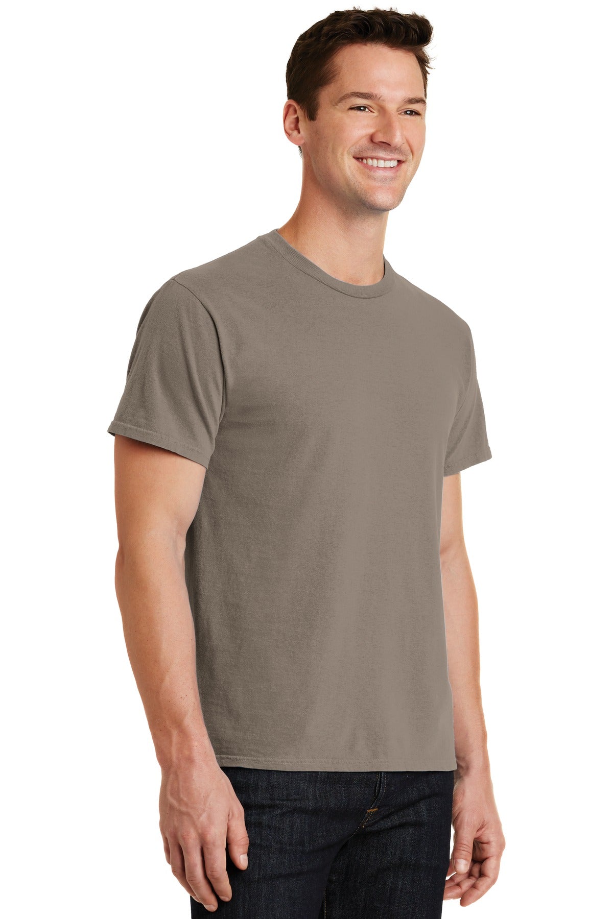 Taupe Port & Co Beach Wash Garment-Dyed Tee. PC099
