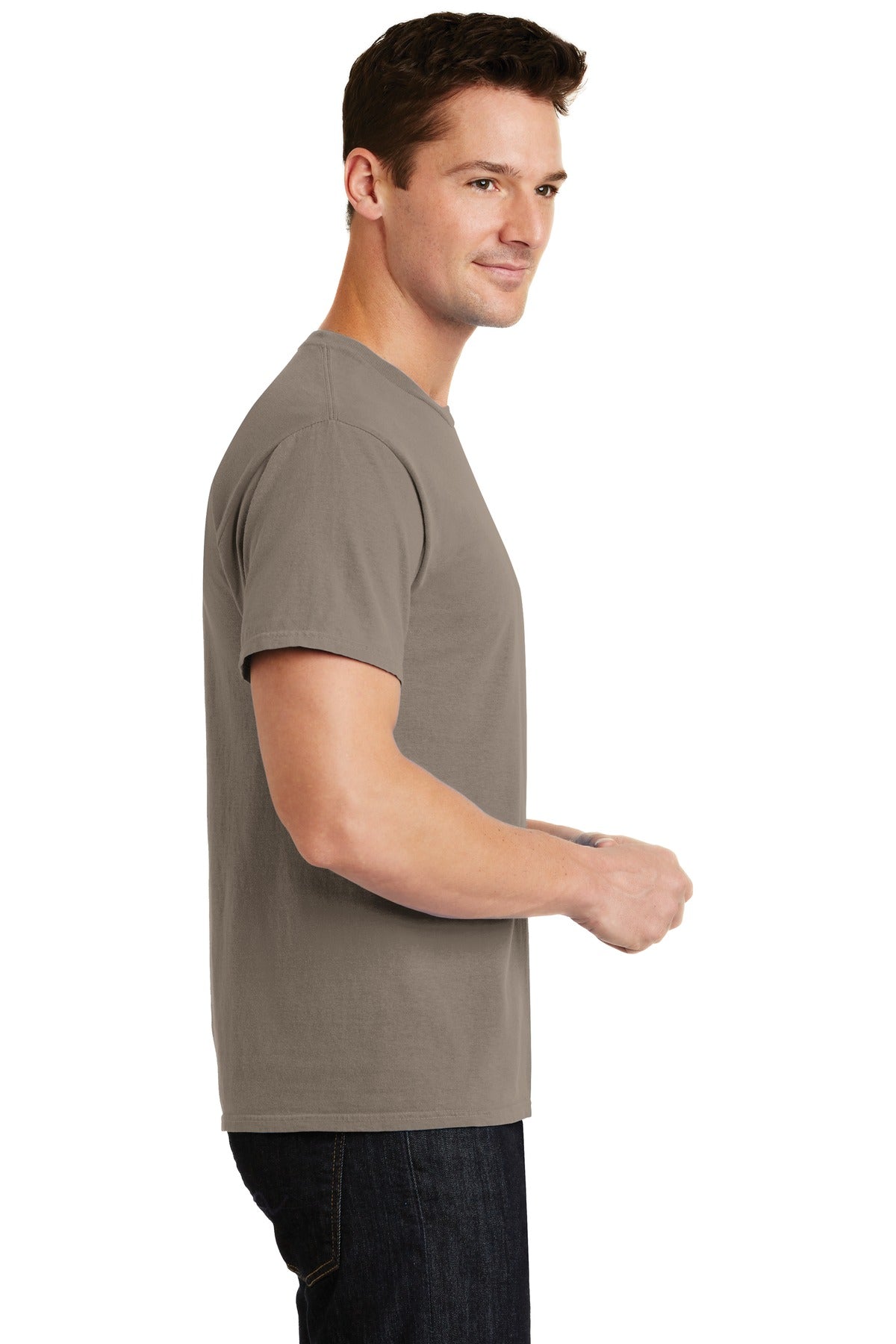 Taupe Port & Co Beach Wash Garment-Dyed Tee. PC099