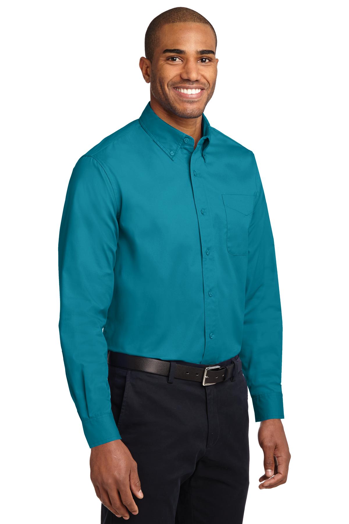 Teal Green Port Authority Long Sleeve Easy Care Shirt S608