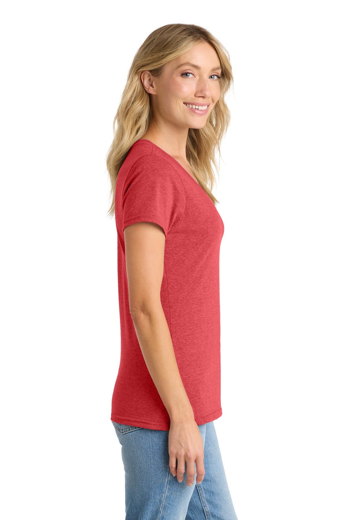 Team Card Hthr Port & Co Women's Fan Favorite Blend V-Neck Tee. LPC455V