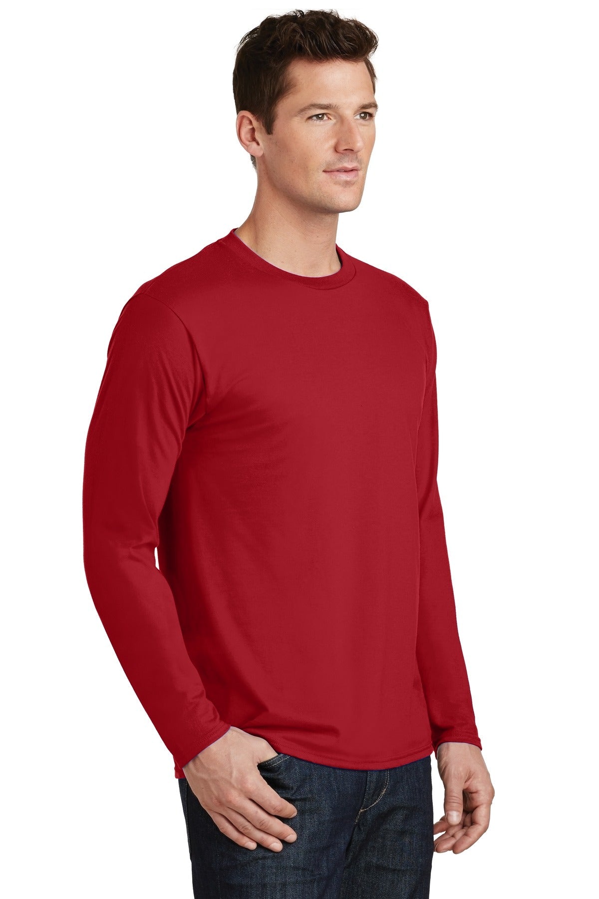Team Cardinal Port & Co Long Sleeve Fan Favorite Tee. PC450LS