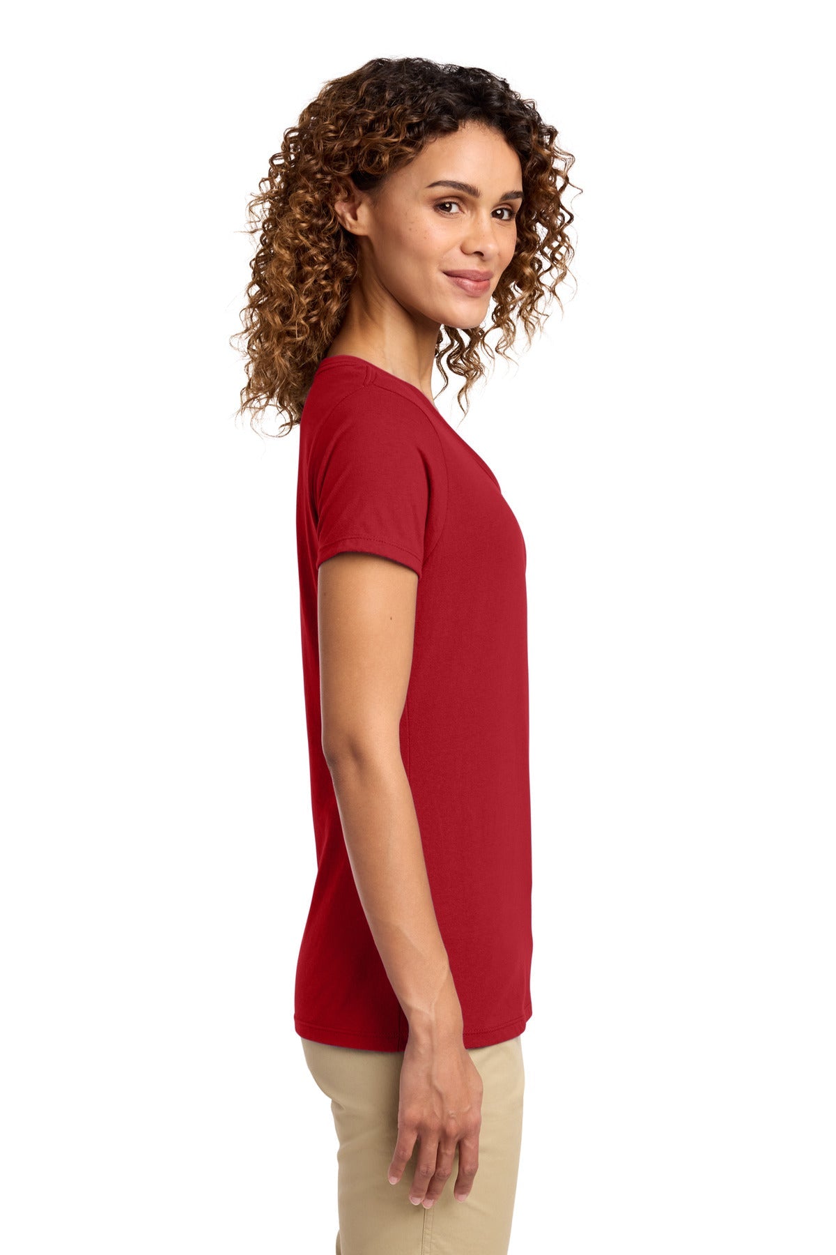 Team Cardinal Port & Co Women's Fan Favorite V-Neck Tee. LPC450V