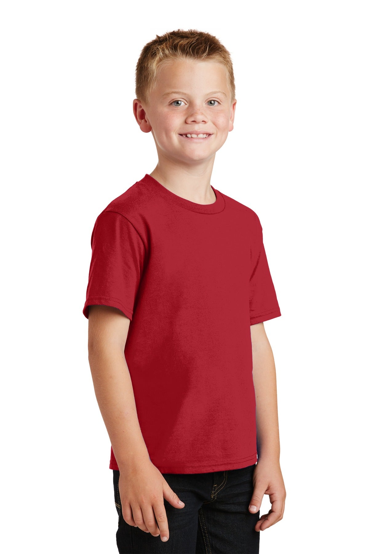 Team Cardinal Port & Co Youth Fan Favorite Tee. PC450Y