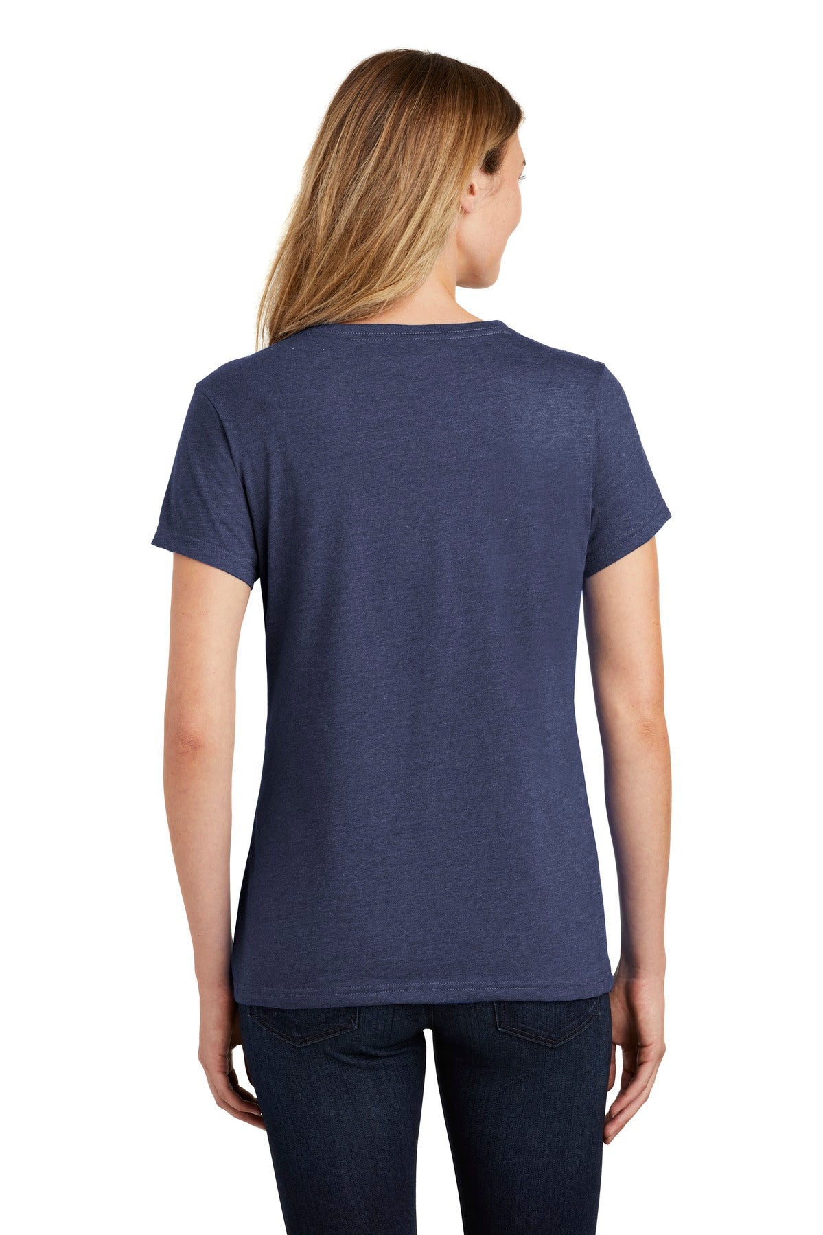 Team Navy Hthr Port & Co Women's Fan Favorite Blend V-Neck Tee. LPC455V