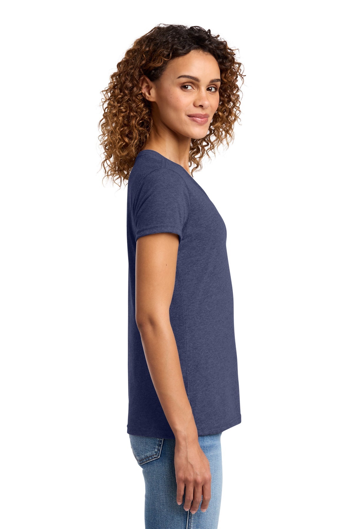 Team Navy Hthr Port & Co Women's Fan Favorite Blend V-Neck Tee. LPC455V