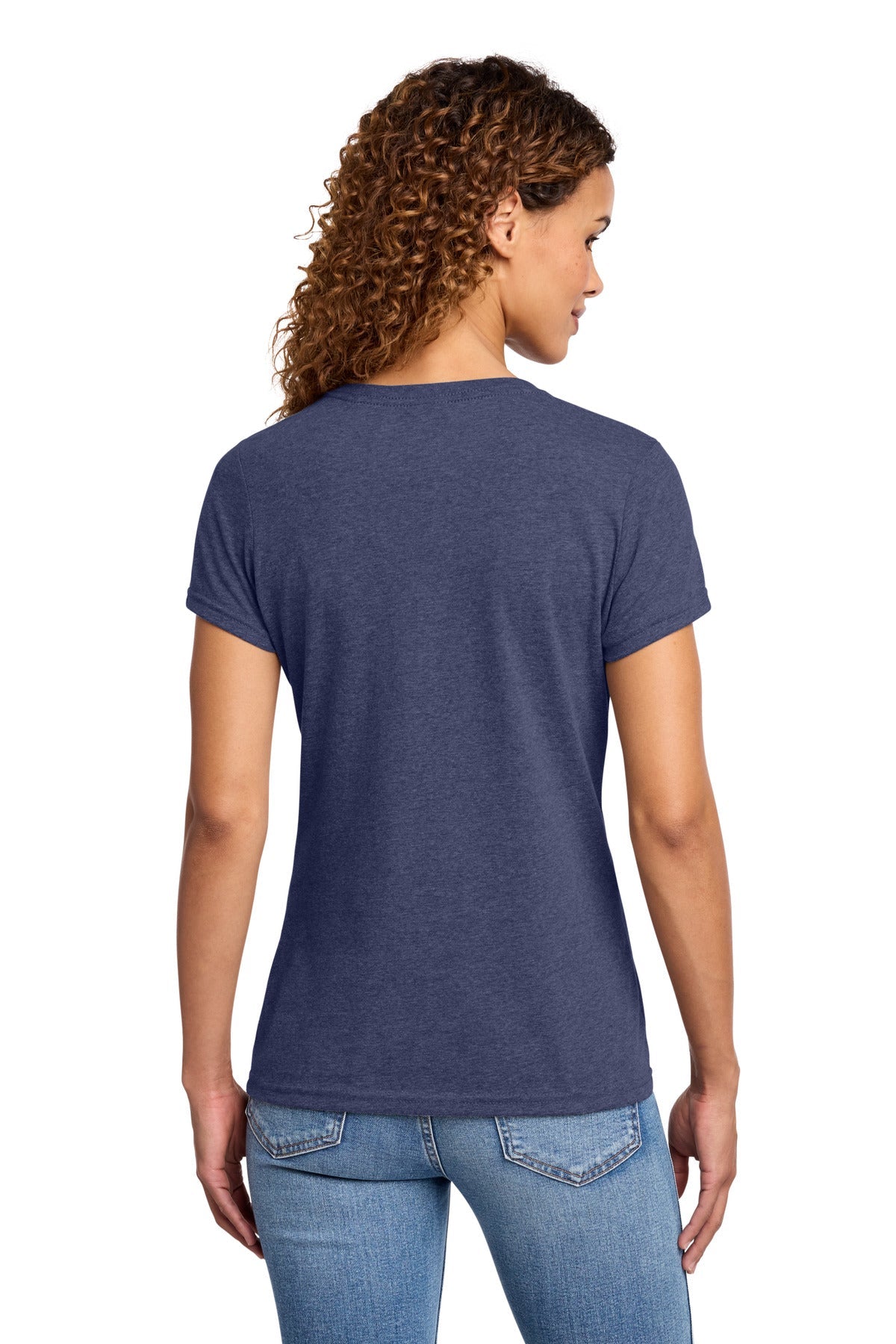 Team Navy Hthr Port & Co Women's Fan Favorite Blend V-Neck Tee. LPC455V