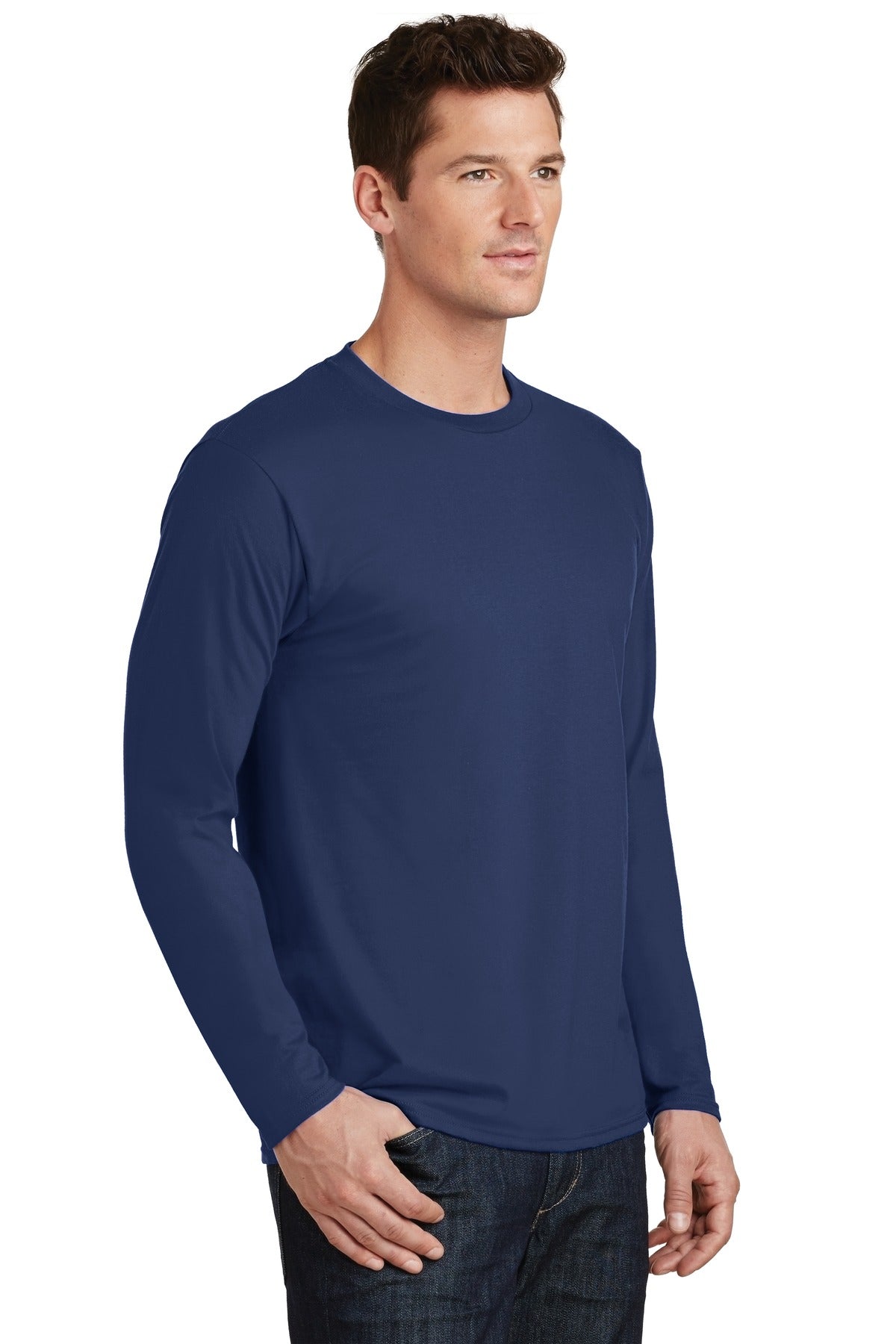 Team Navy Port & Co Long Sleeve Fan Favorite Tee. PC450LS