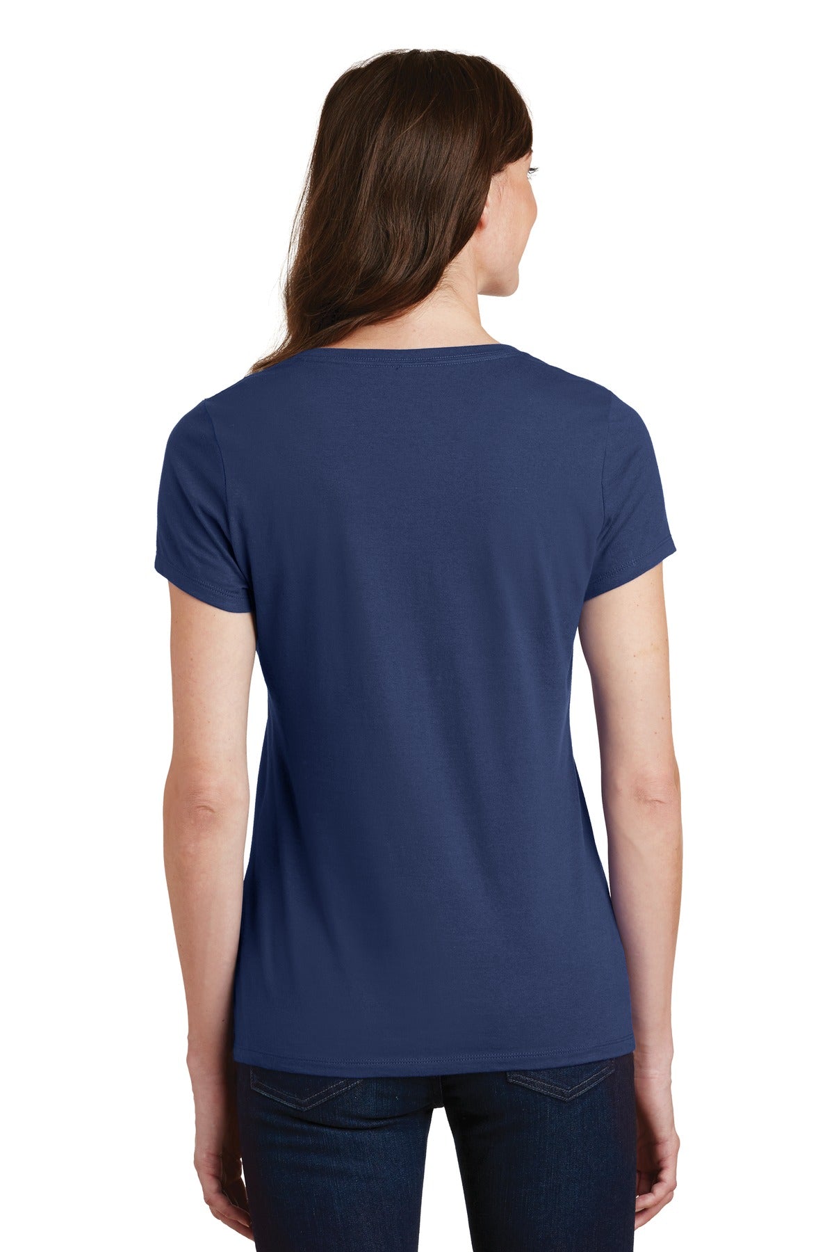 Team Navy Port & Co Women's Fan Favorite V-Neck Tee. LPC450V