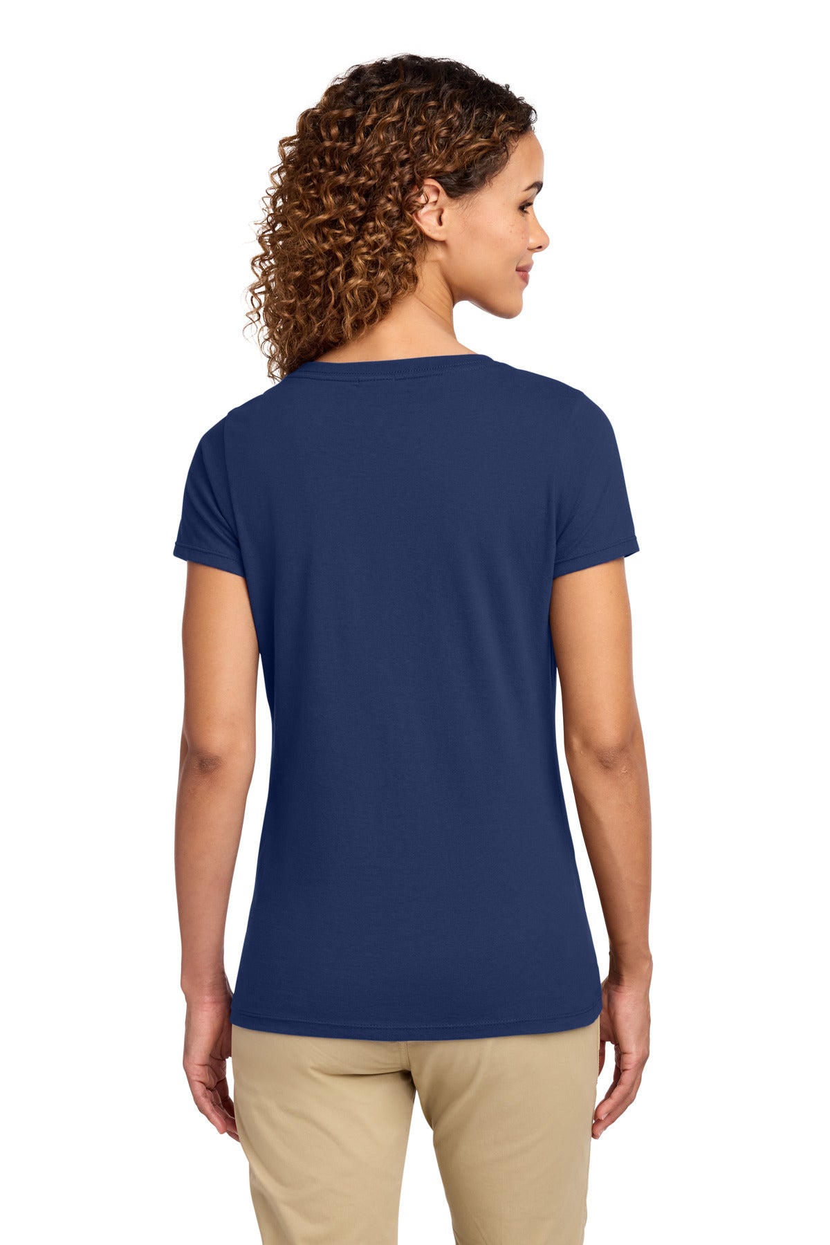 Team Navy Port & Co Women's Fan Favorite V-Neck Tee. LPC450V