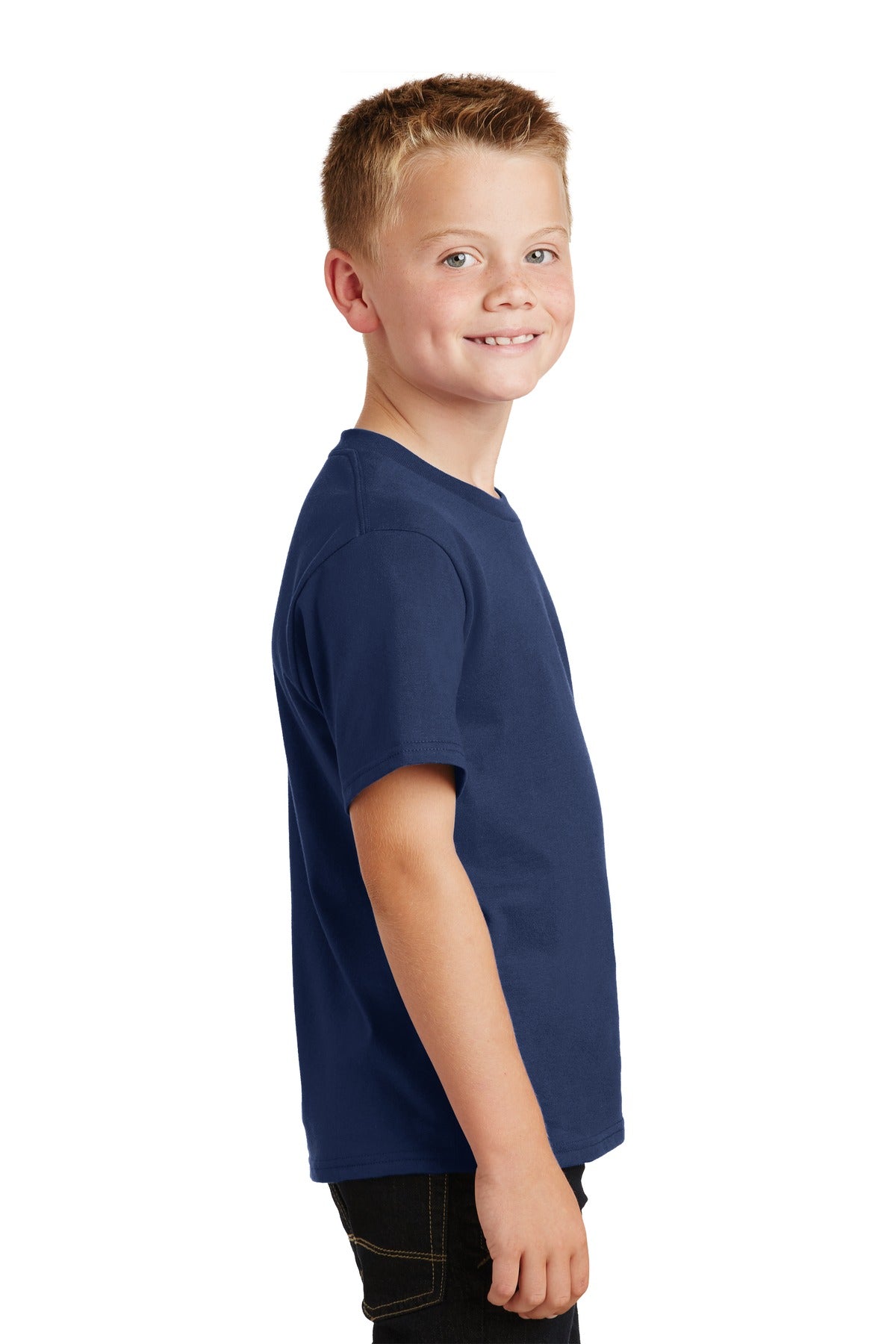 Team Navy Port & Co Youth Fan Favorite Tee. PC450Y