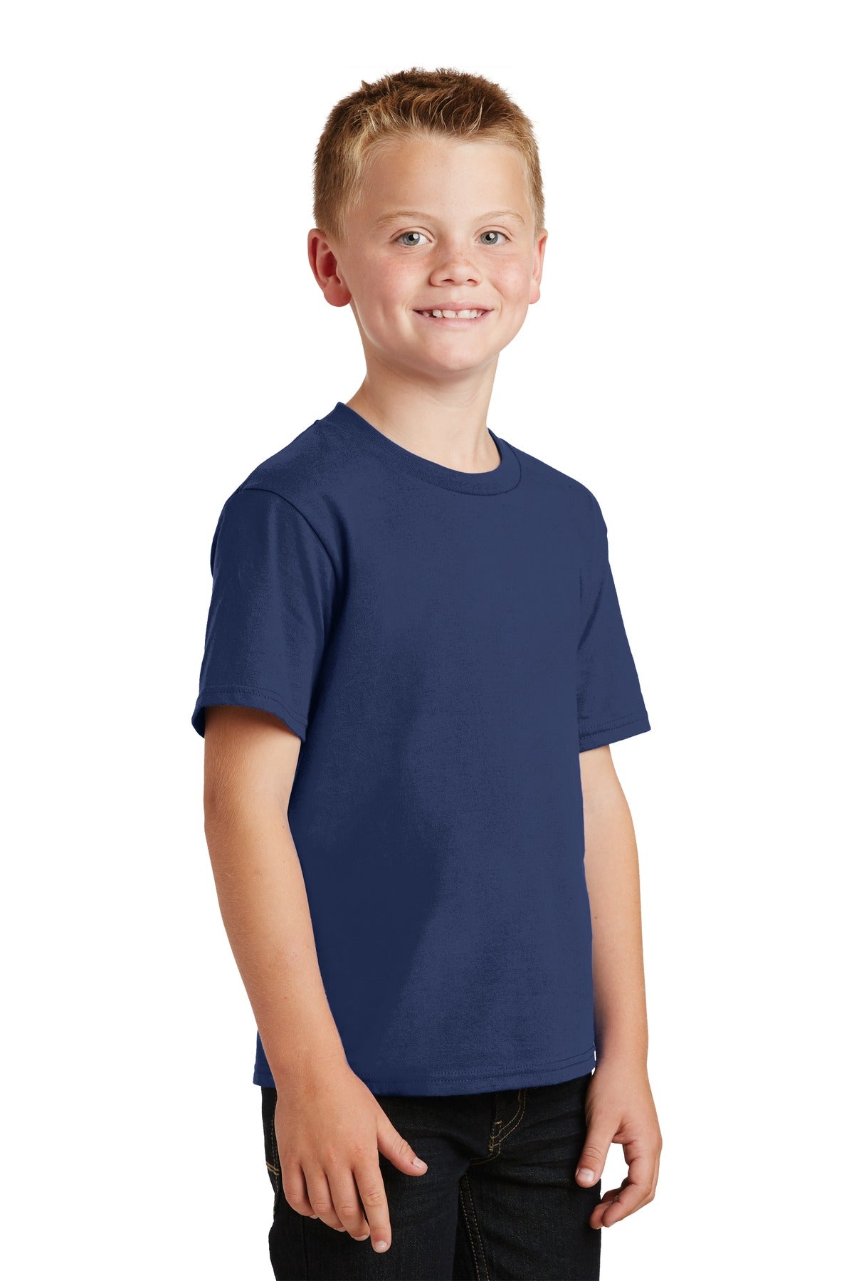 Team Navy Port & Co Youth Fan Favorite Tee. PC450Y