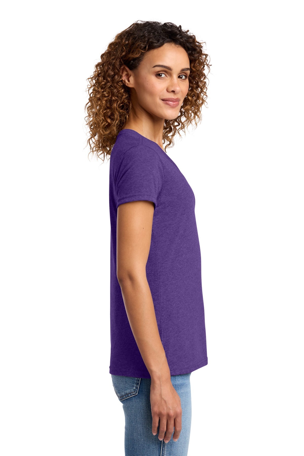 Team Purp Hthr Port & Co Women's Fan Favorite Blend V-Neck Tee. LPC455V