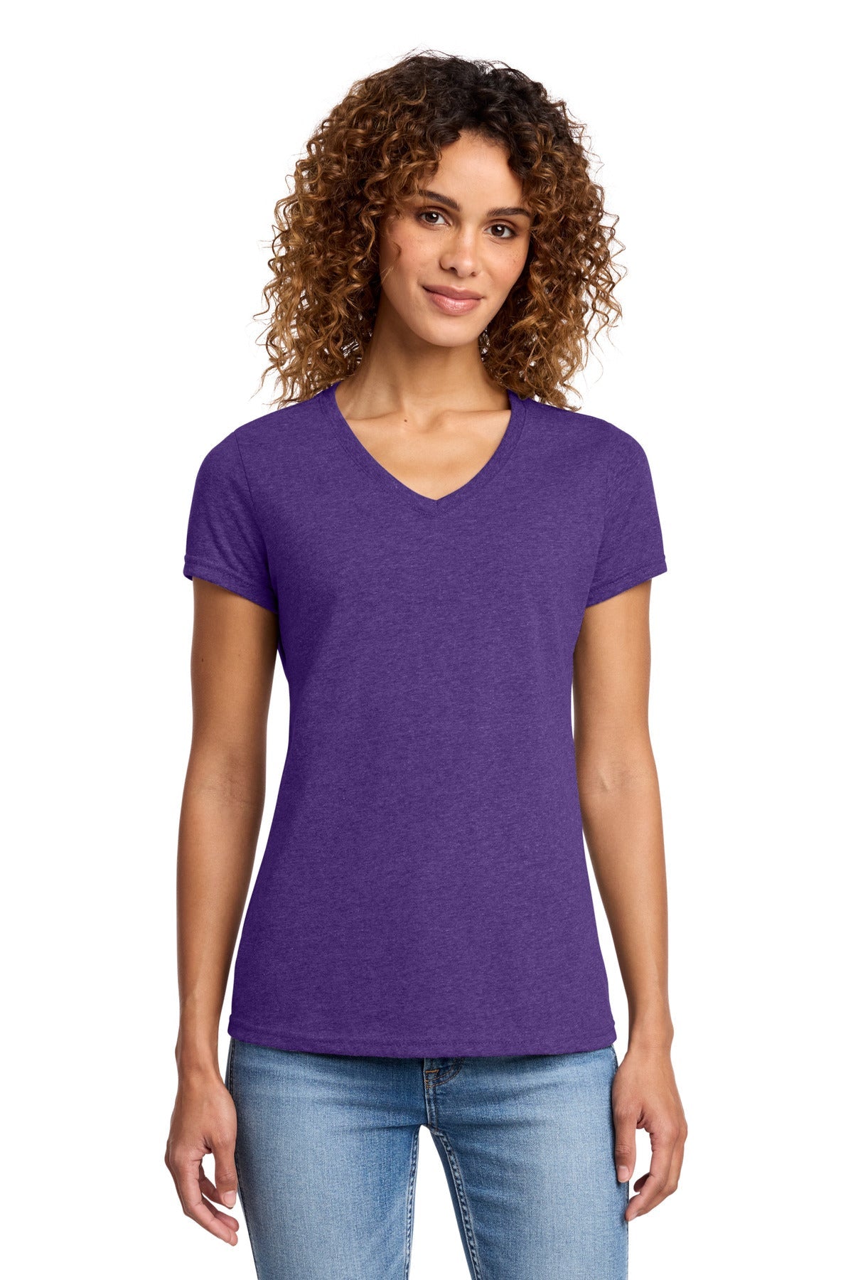 Team Purp Hthr Port & Co Women's Fan Favorite Blend V-Neck Tee. LPC455V
