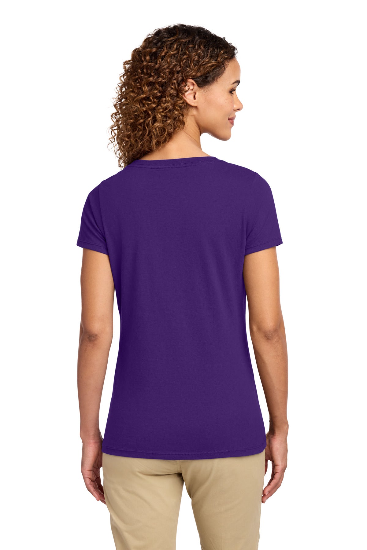 Team Purple Port & Co Women's Fan Favorite V-Neck Tee. LPC450V