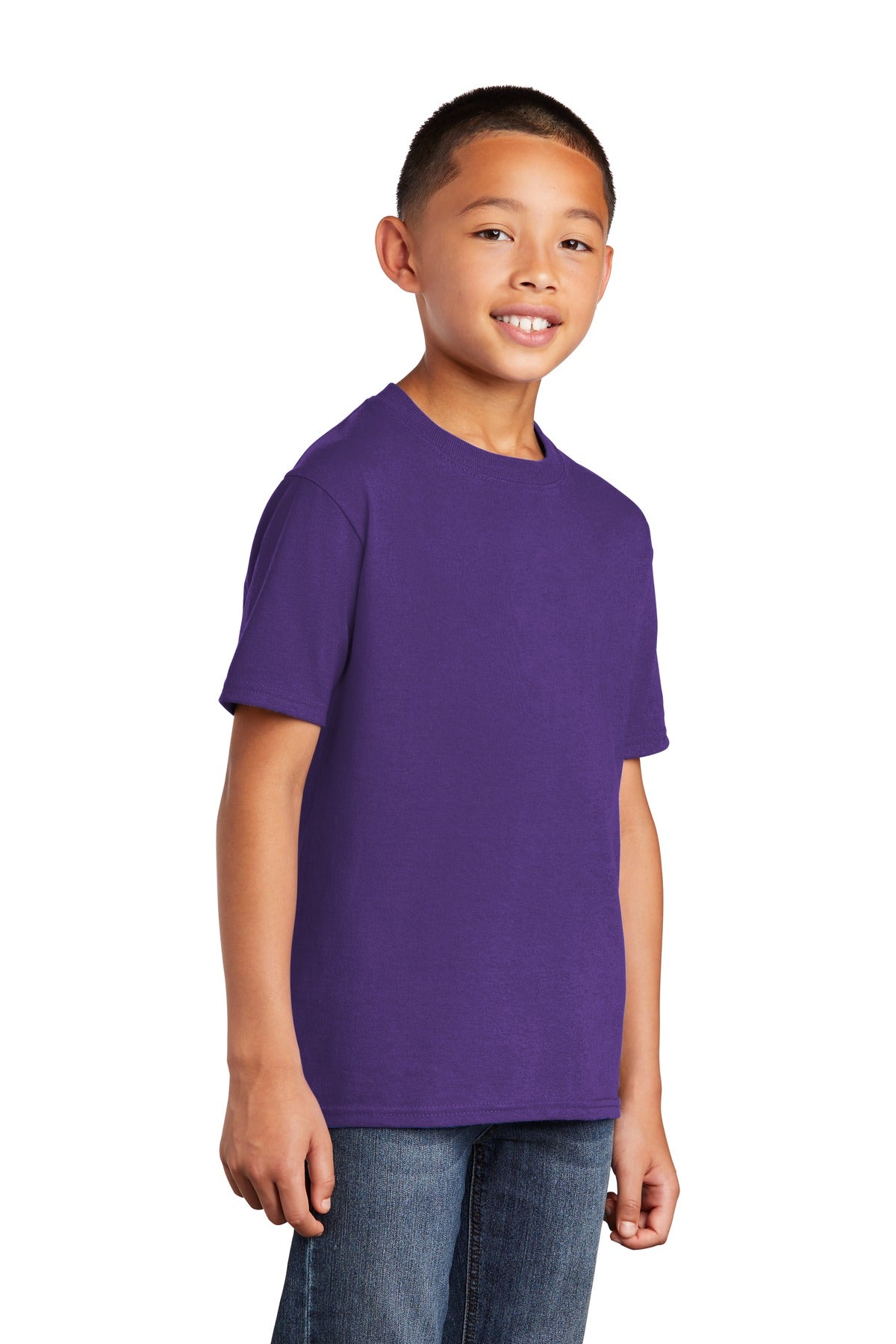 Team Purple Port & Co Youth Core Cotton Tee. PC54Y