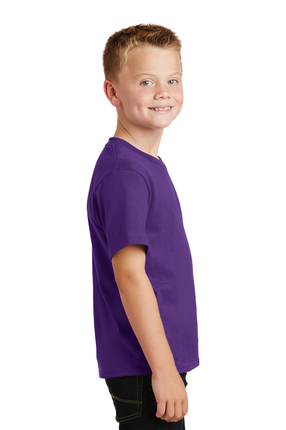 Team Purple Port & Co Youth Fan Favorite Tee. PC450Y
