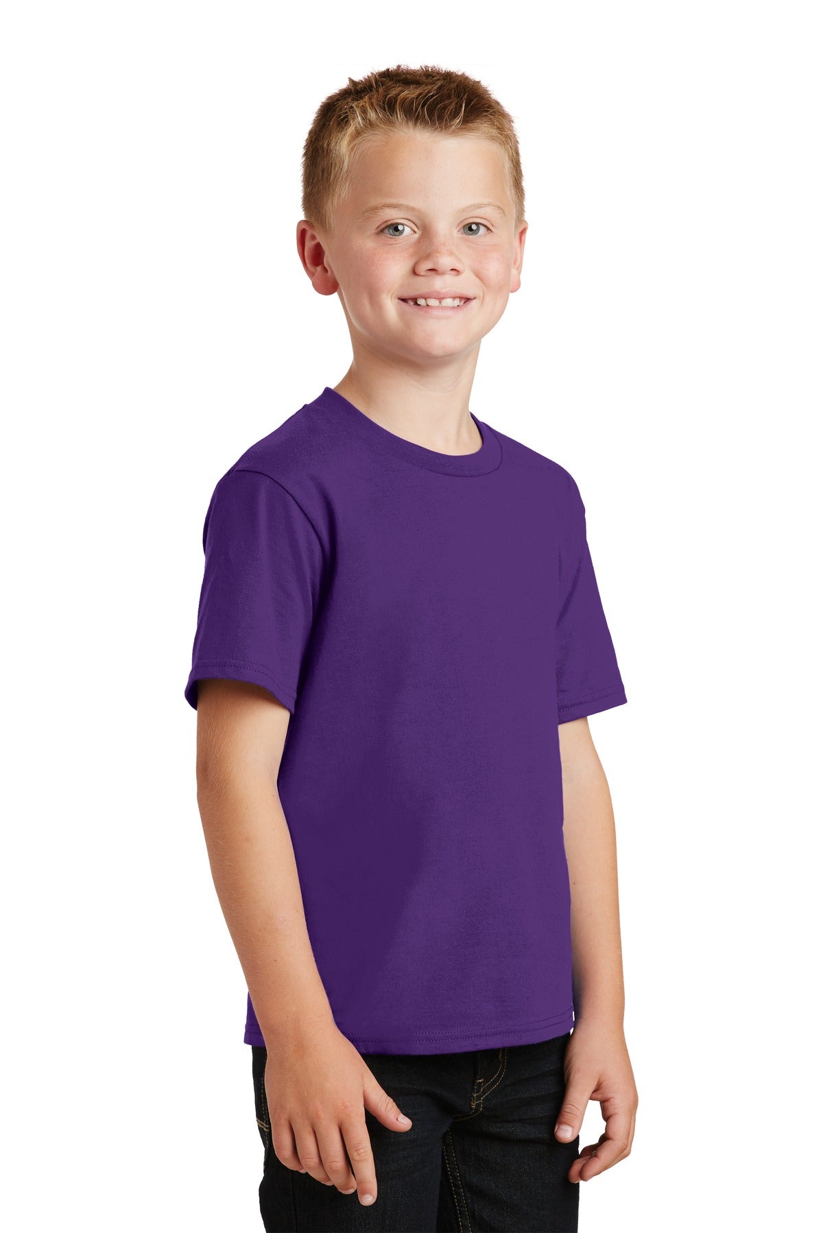 Team Purple Port & Co Youth Fan Favorite Tee. PC450Y