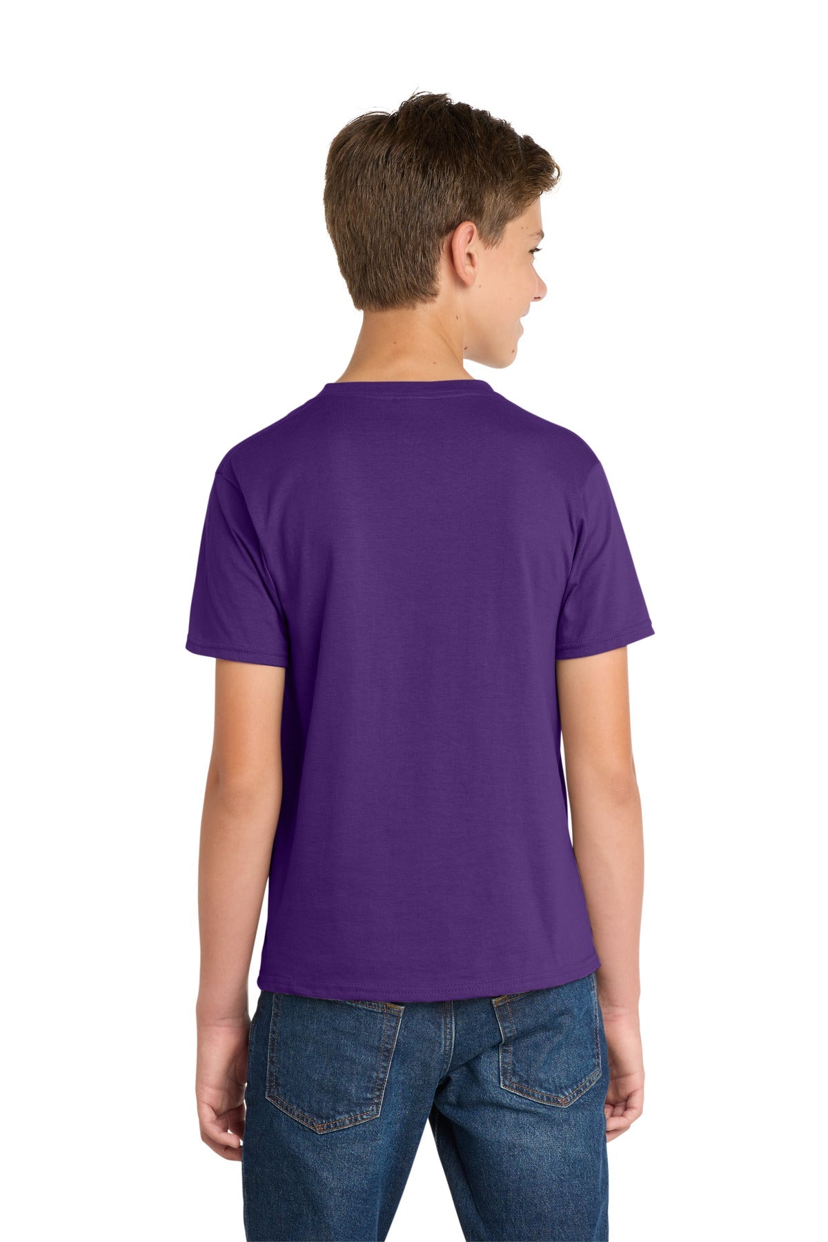 Team Purple Port & Co Youth Fan Favorite Tee. PC450Y