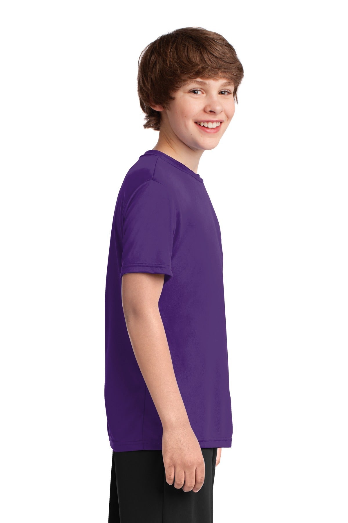 Team Purple Port & Co Youth Performance Tee. PC380Y