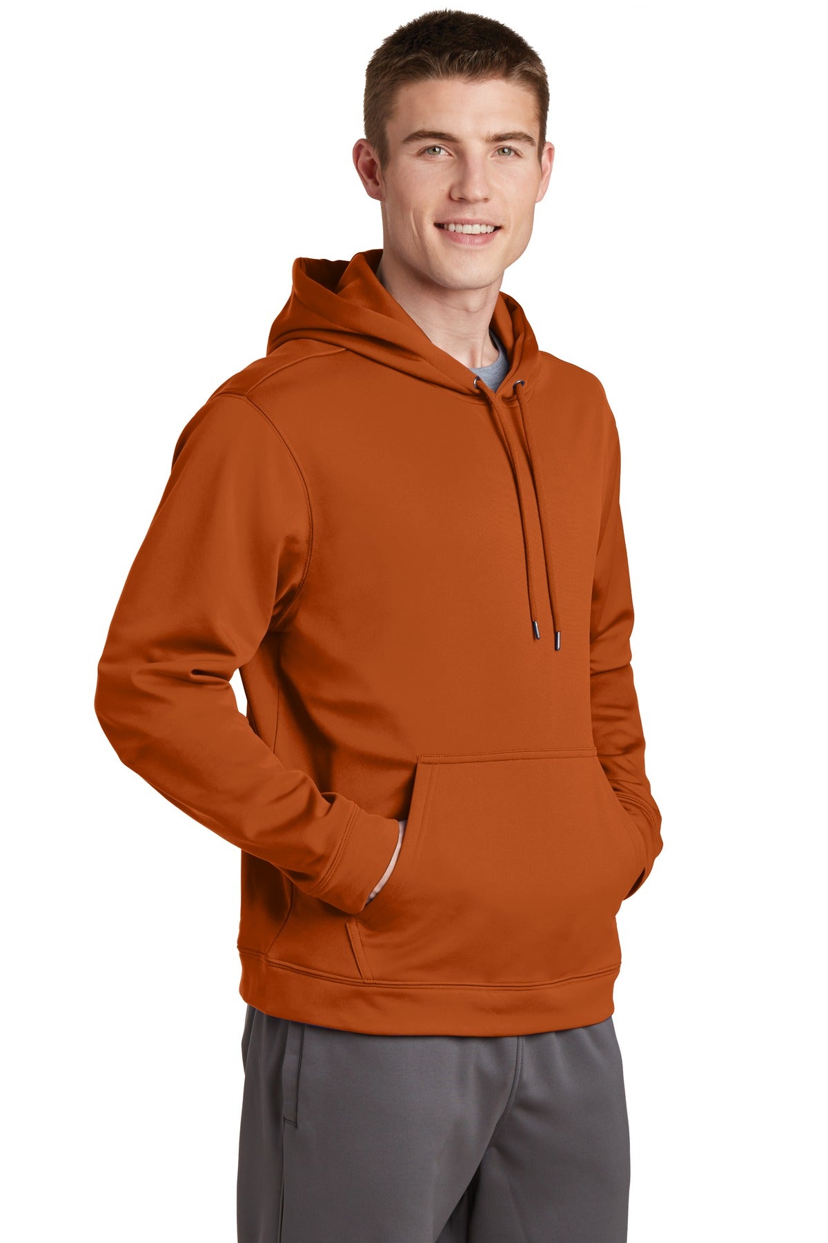 Texas Orange Sport-Tek Sport-Wick Fleece Hooded Pullover. F244